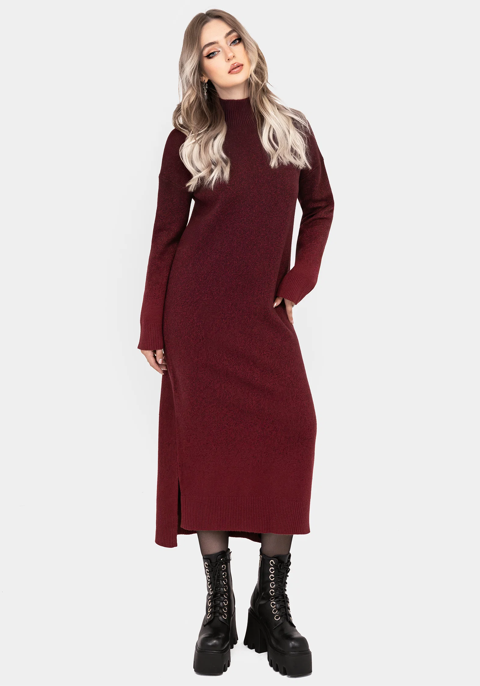 Nightjar Ombre Knit Maxi Dress - Red - Image 7