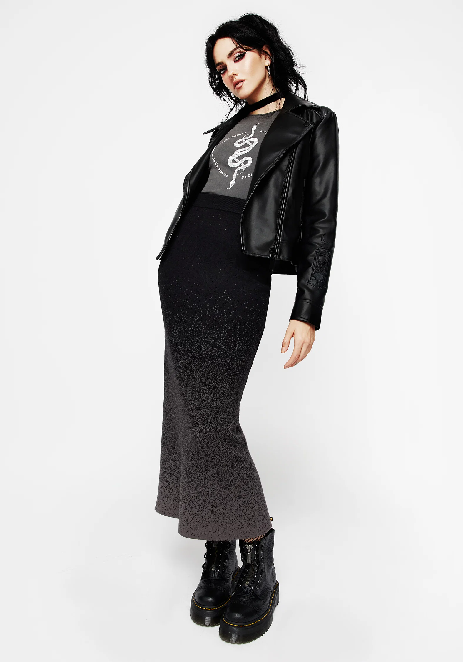 Nightjar Ombre Knit Mermaid Maxi Skirt - Image 4