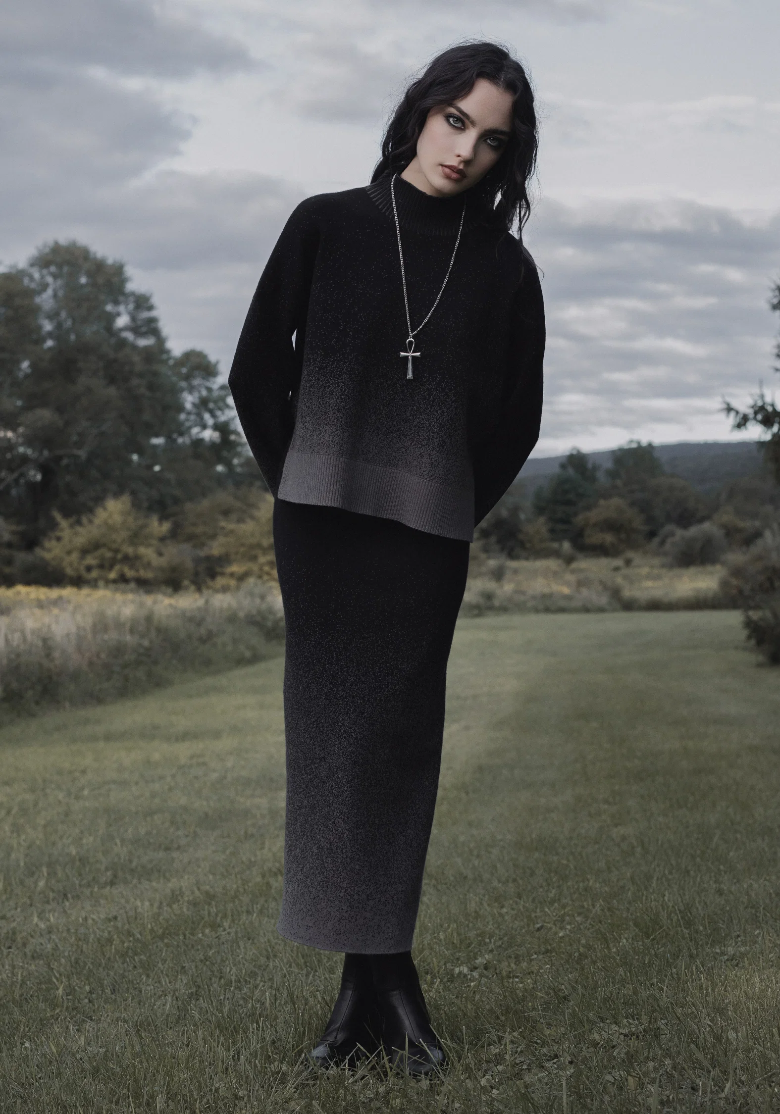 Nightjar Ombre Knit Mermaid Maxi Skirt - Image 8