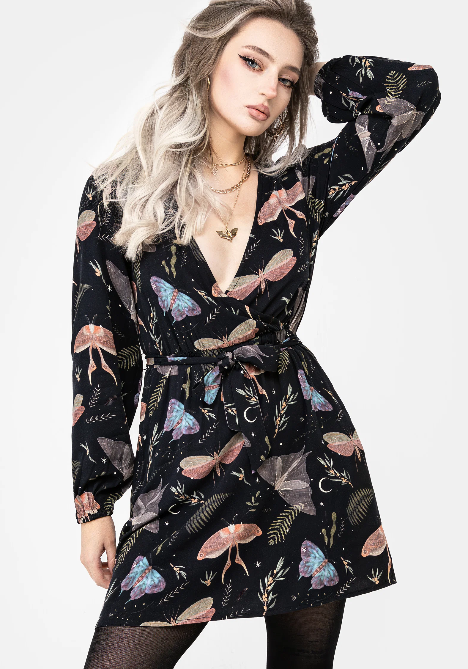 Nightmoth Mini Wrap Dress - Image 5
