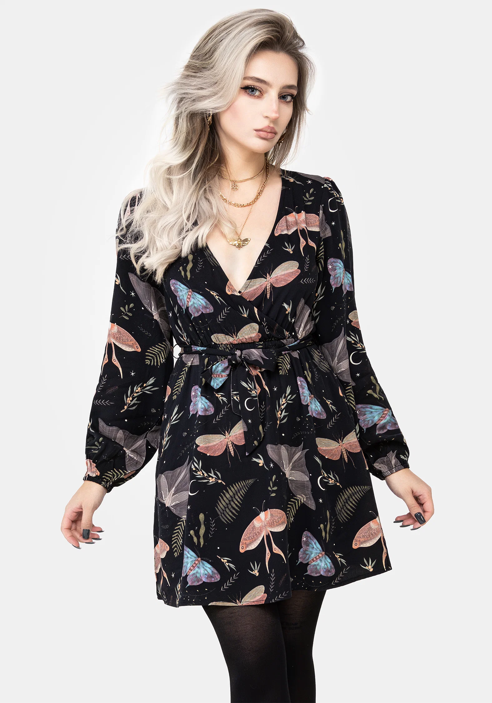 Nightmoth Mini Wrap Dress - Image 6