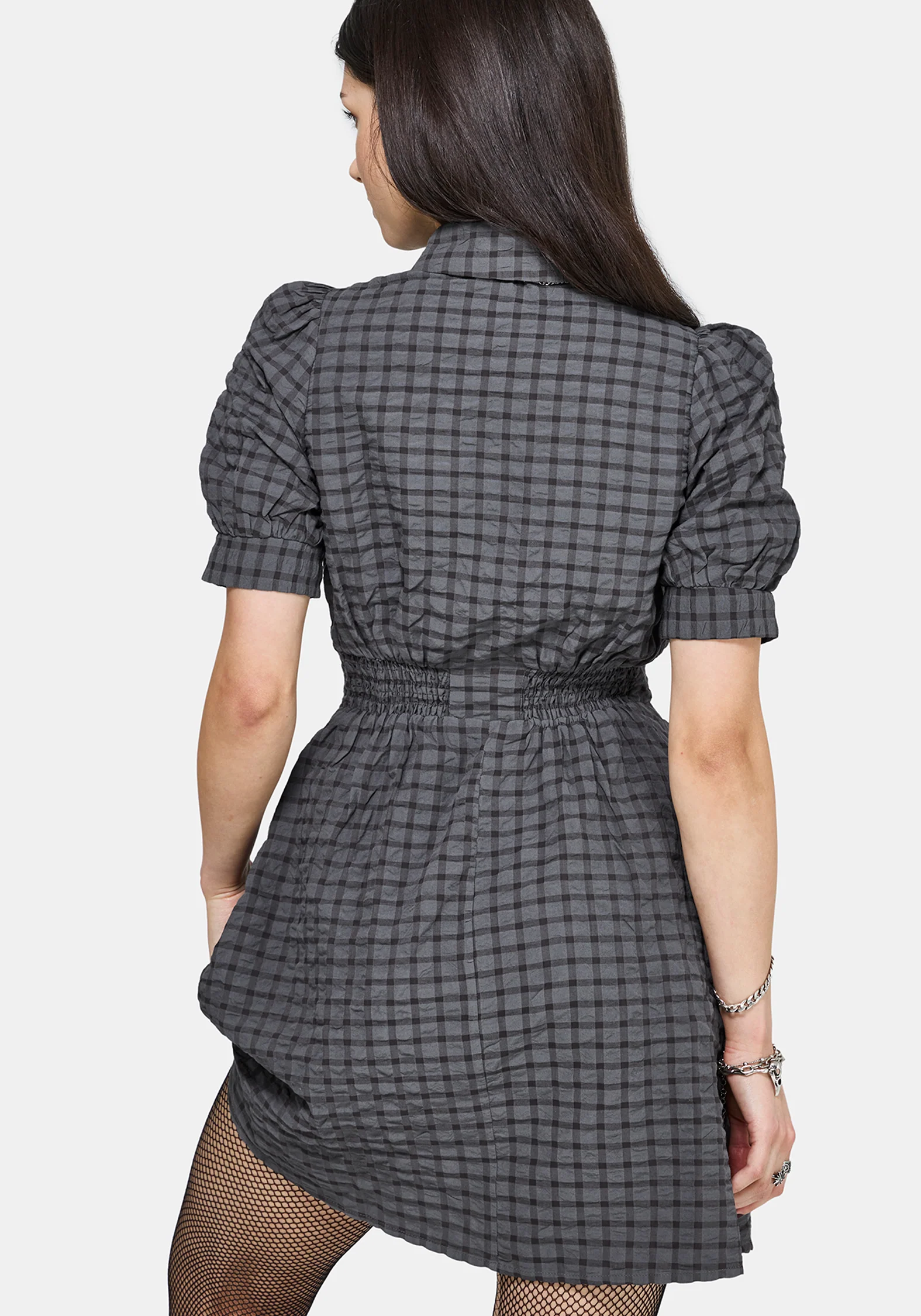Nimira Check Puff Sleeve Mini Dress - Image 7