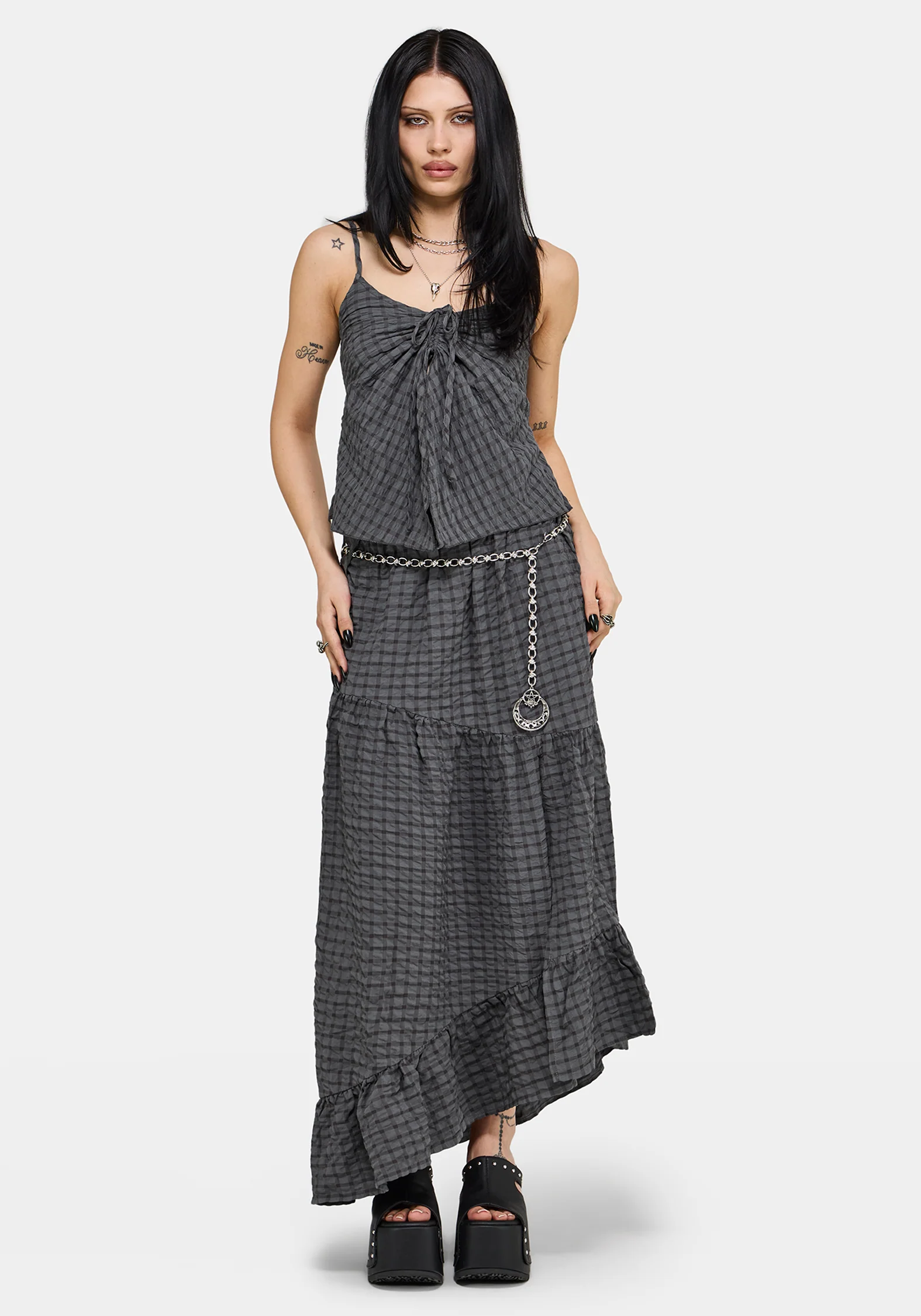 Nimira Check Ruche Hanky Hem Cami - Image 5