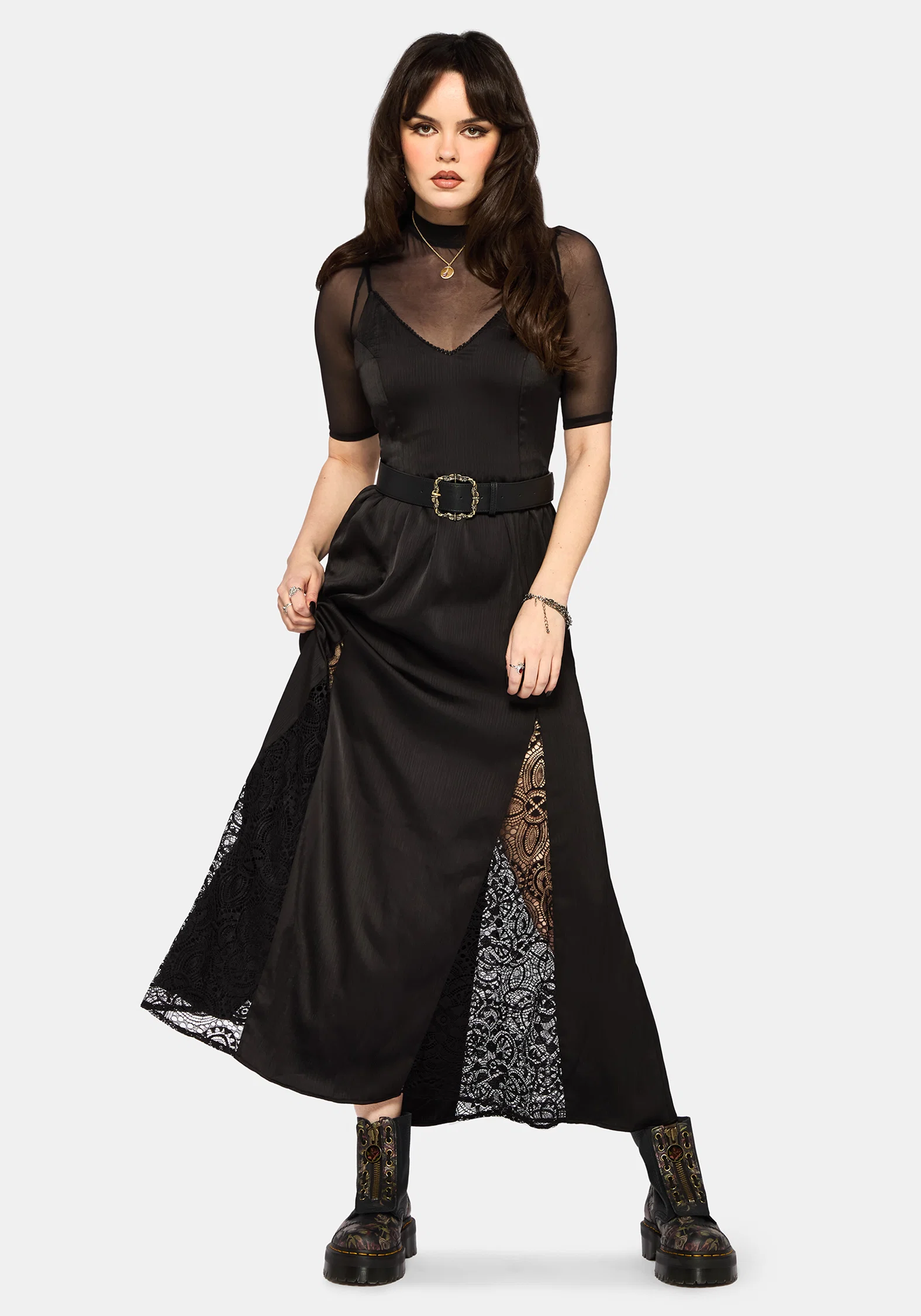 Nite Lace Godet Cami Maxi Dress - Image 4