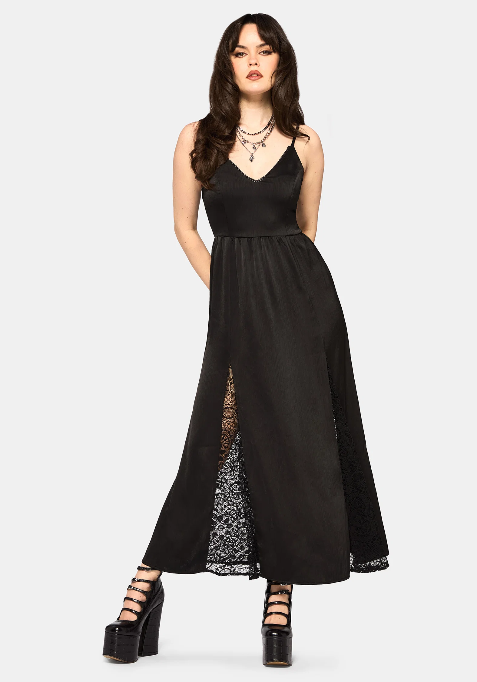 Nite Lace Godet Cami Maxi Dress - Image 6