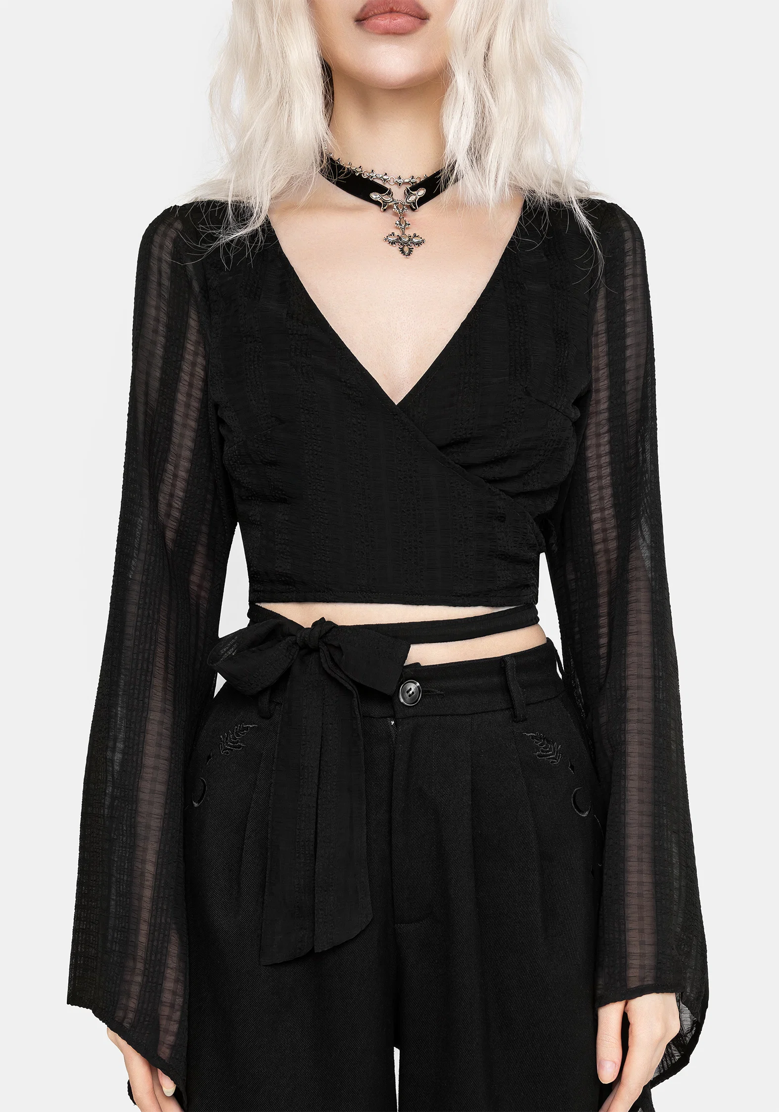 Nixie Flare Sleeve Wrap Top - Image 2