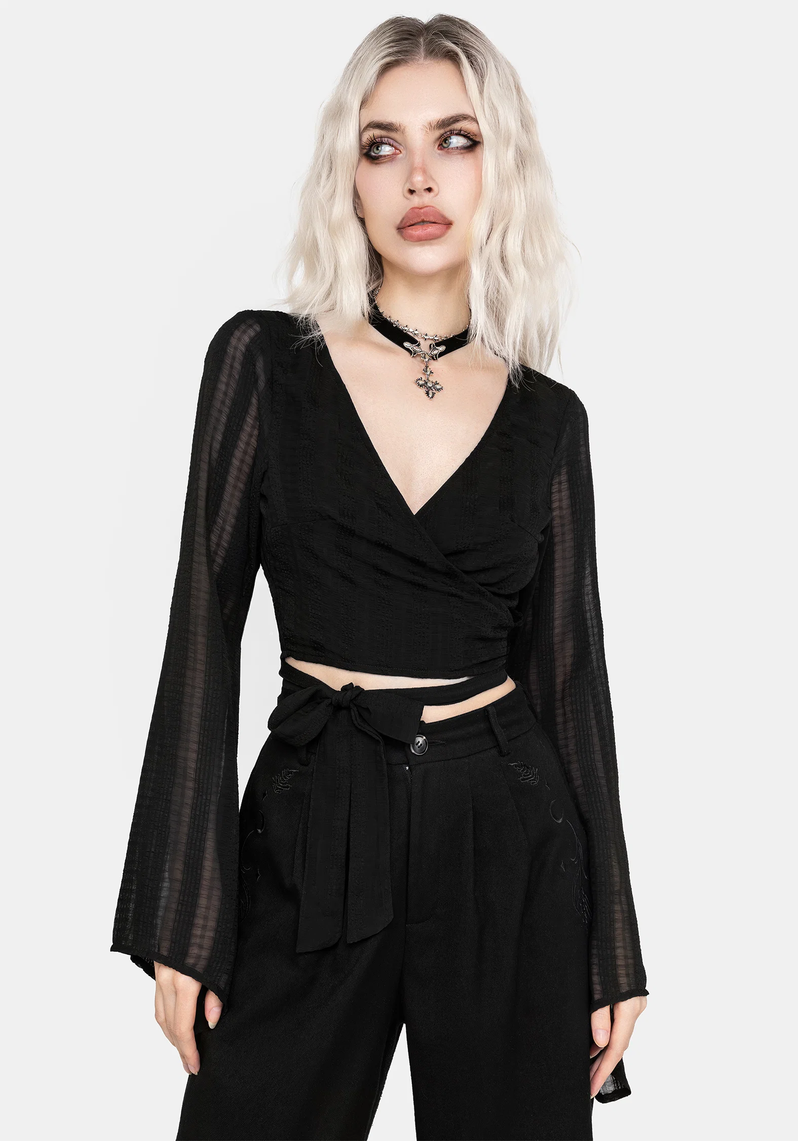 Nixie Flare Sleeve Wrap Top - Image 4