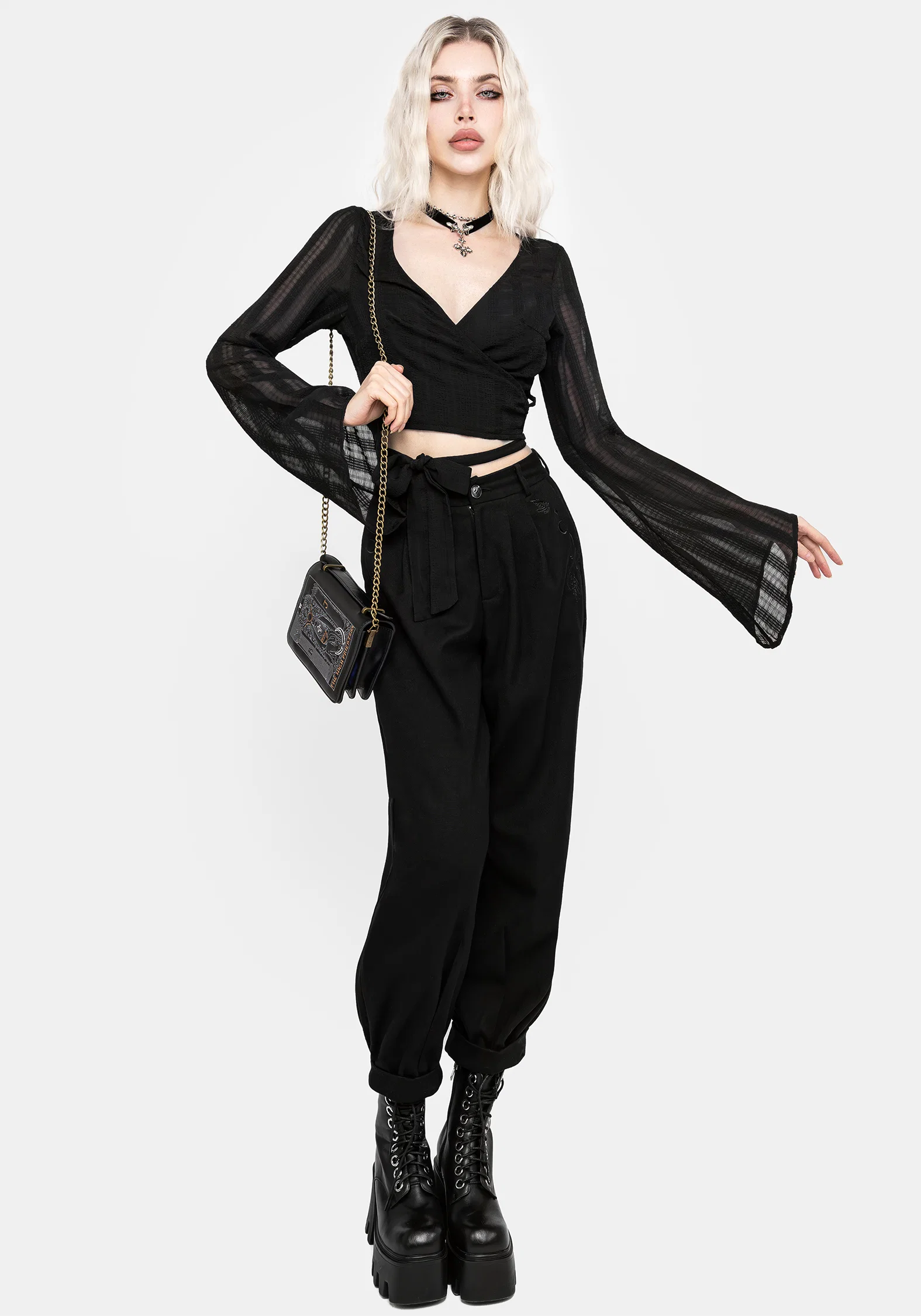 Nixie Flare Sleeve Wrap Top - Image 5