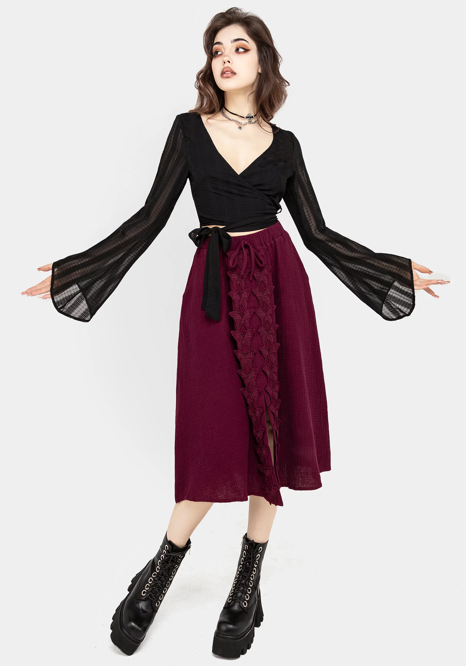 Nixie Flare Sleeve Wrap Top - Image 7