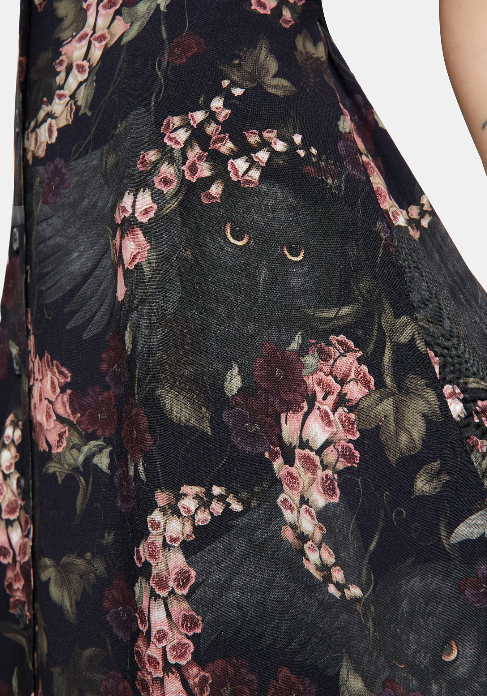 Noctua Owl Foxglove Printed Button Up Cami Mini Dress - Image 2