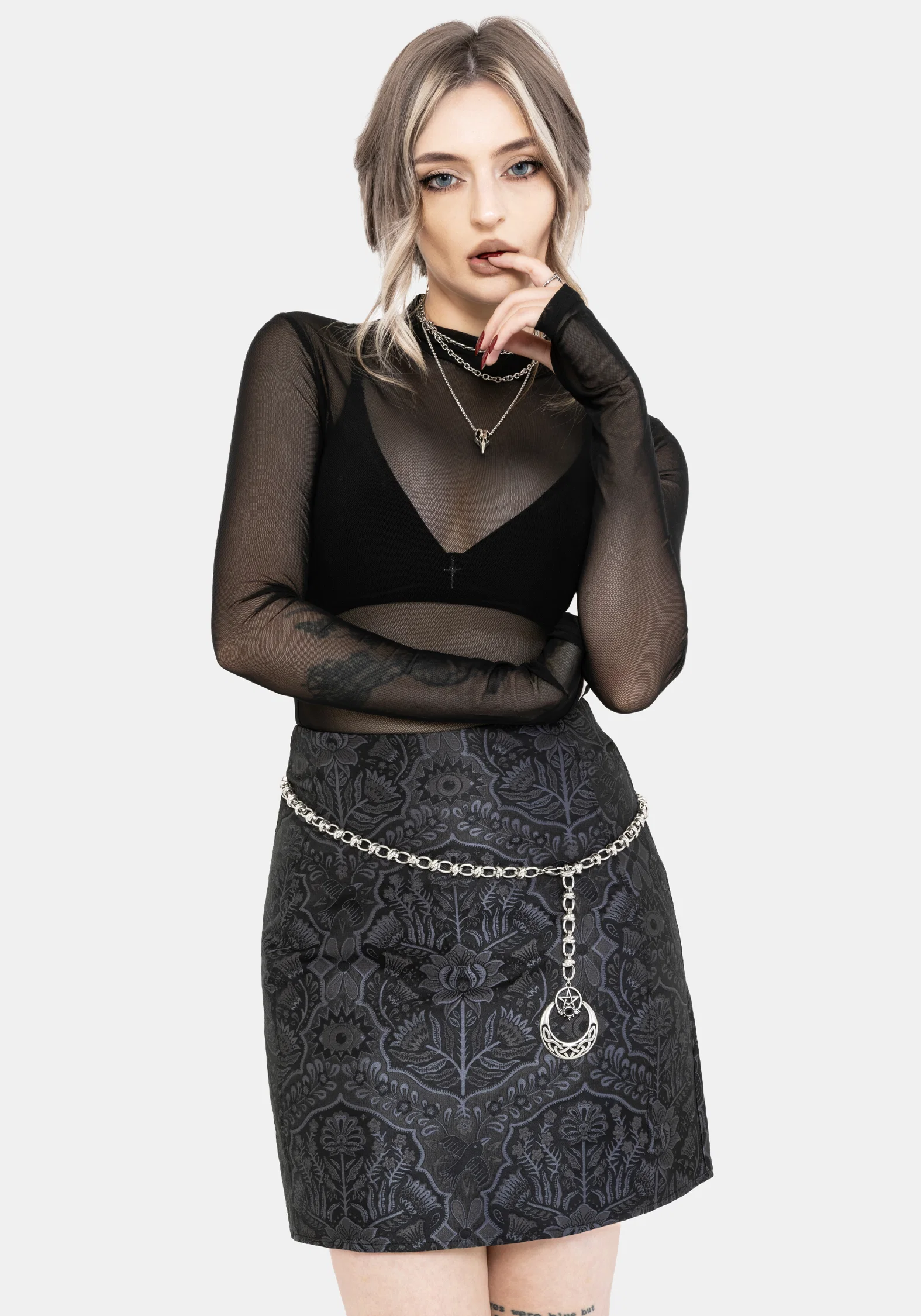 Nocturna Jacquard A Line Mini Skirt - Image 4