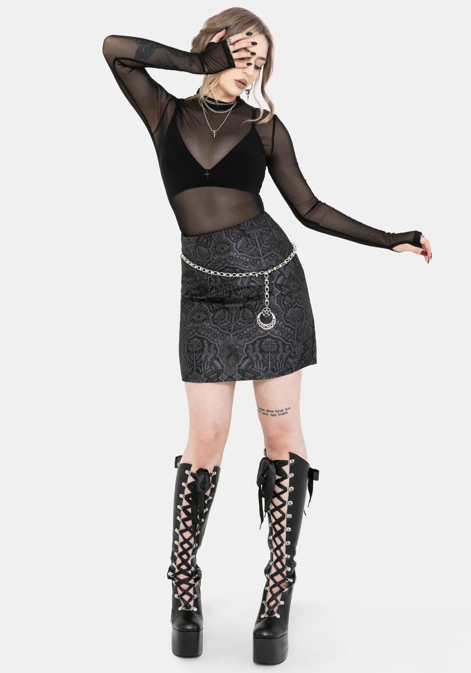 Nocturna Jacquard A Line Mini Skirt - Image 5