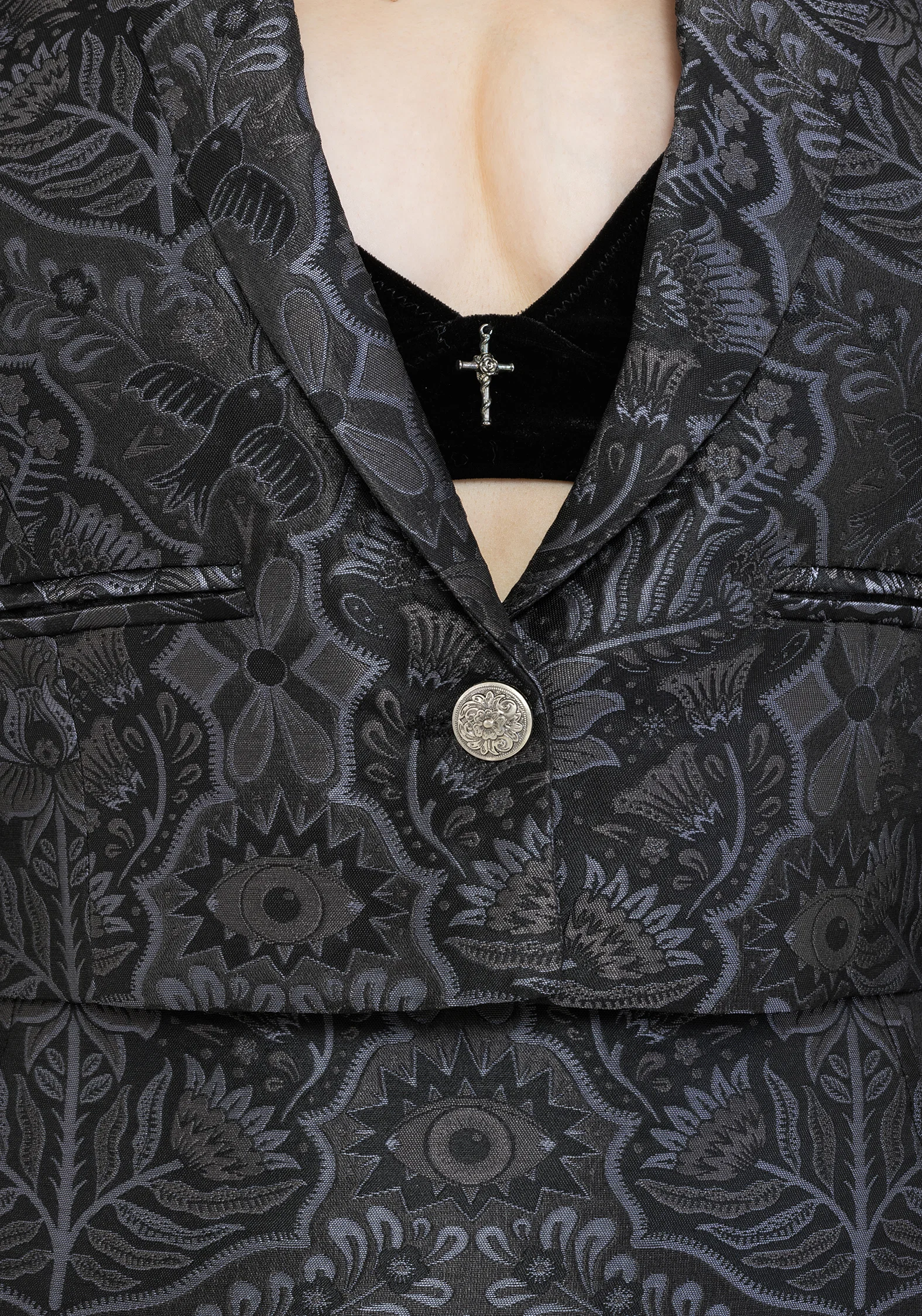 Nocturna Jacquard Cropped Blazer - Image 2