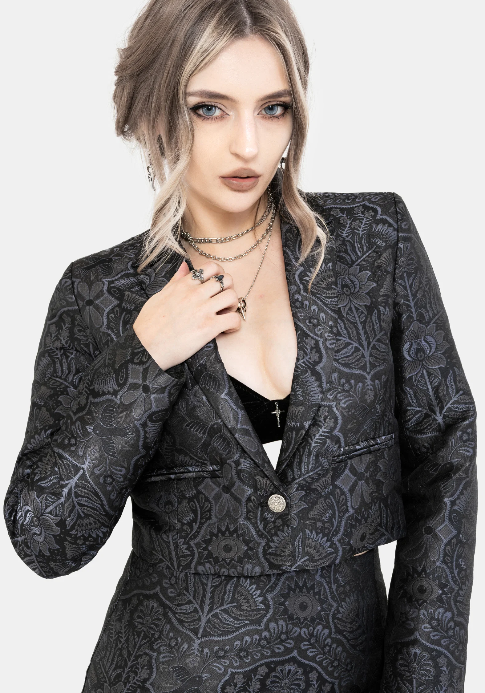Nocturna Jacquard Cropped Blazer - Image 5