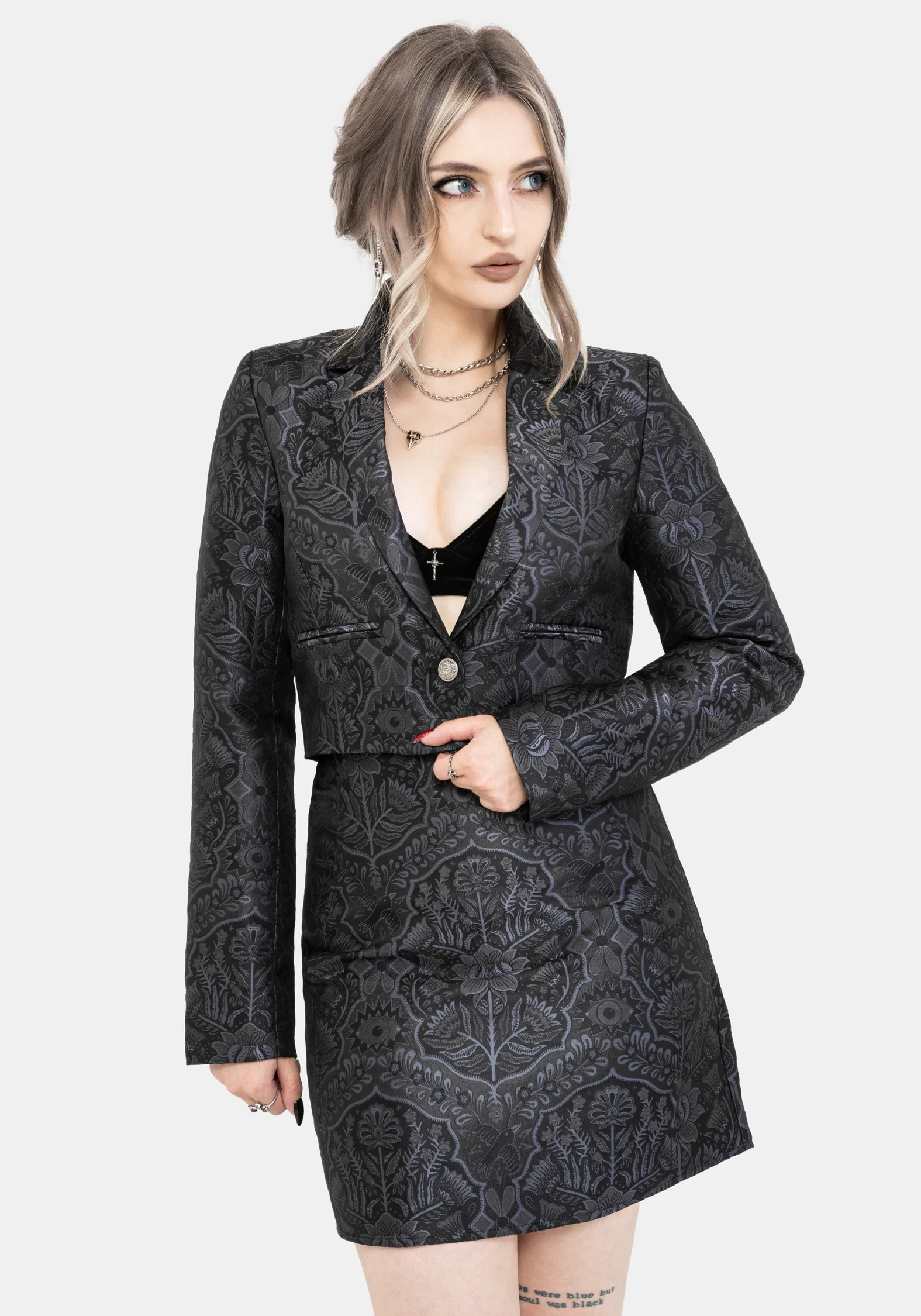 Nocturna Jacquard Cropped Blazer - Image 6