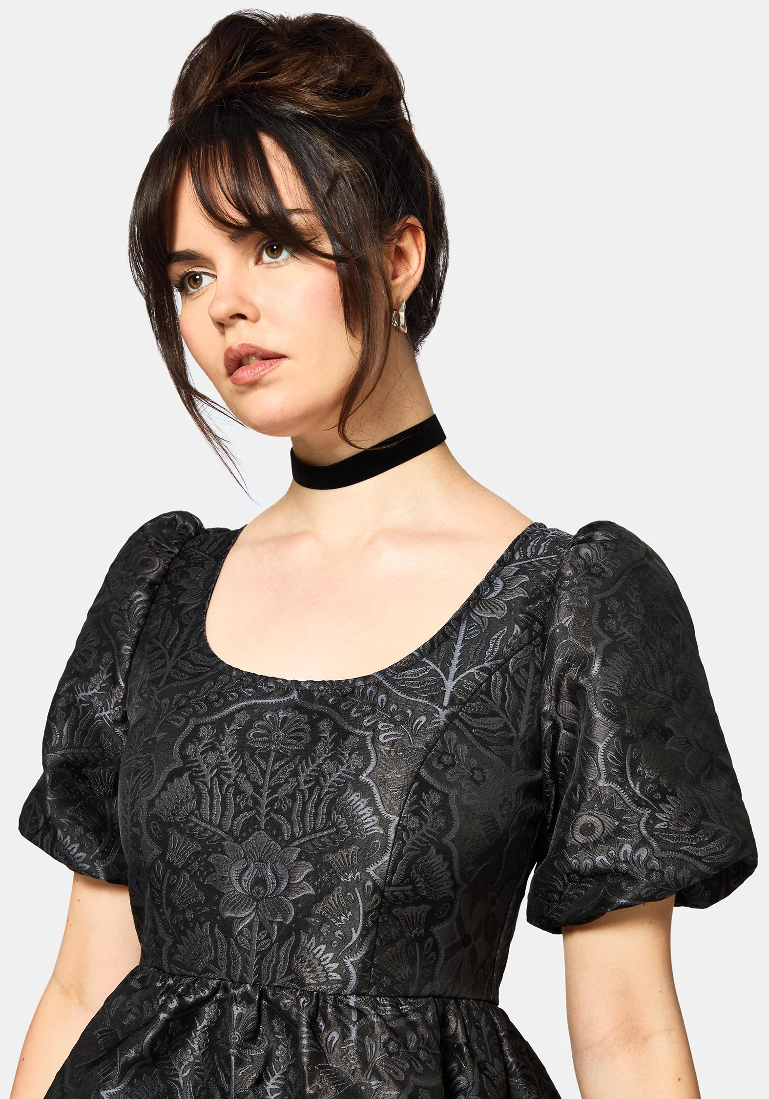 Nocturna Jacquard Scoop Neck Puffball Mini Dress - Image 2