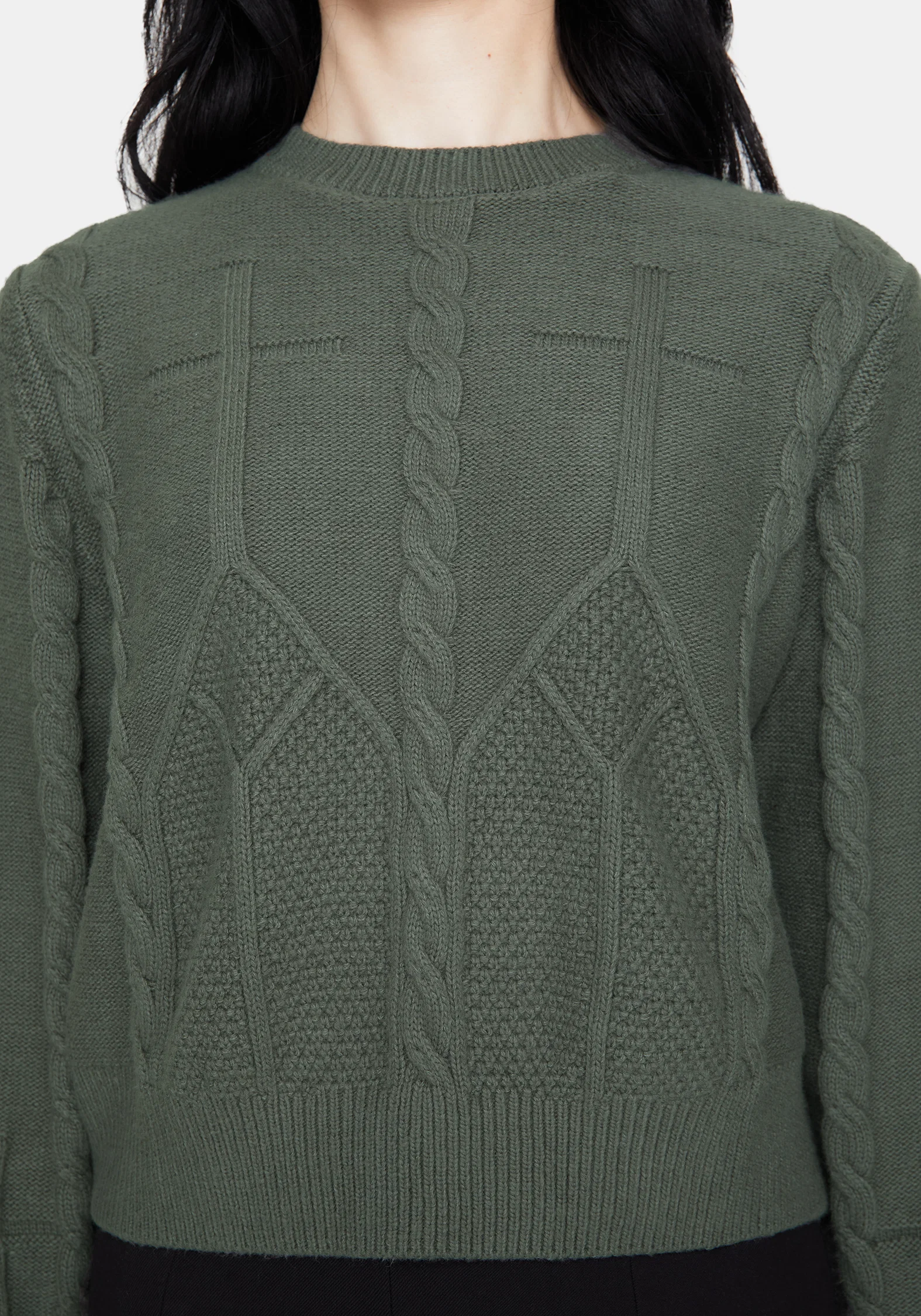 Noir Cotton Gothic Arch Cropped Cable Knit Jumper - Image 2