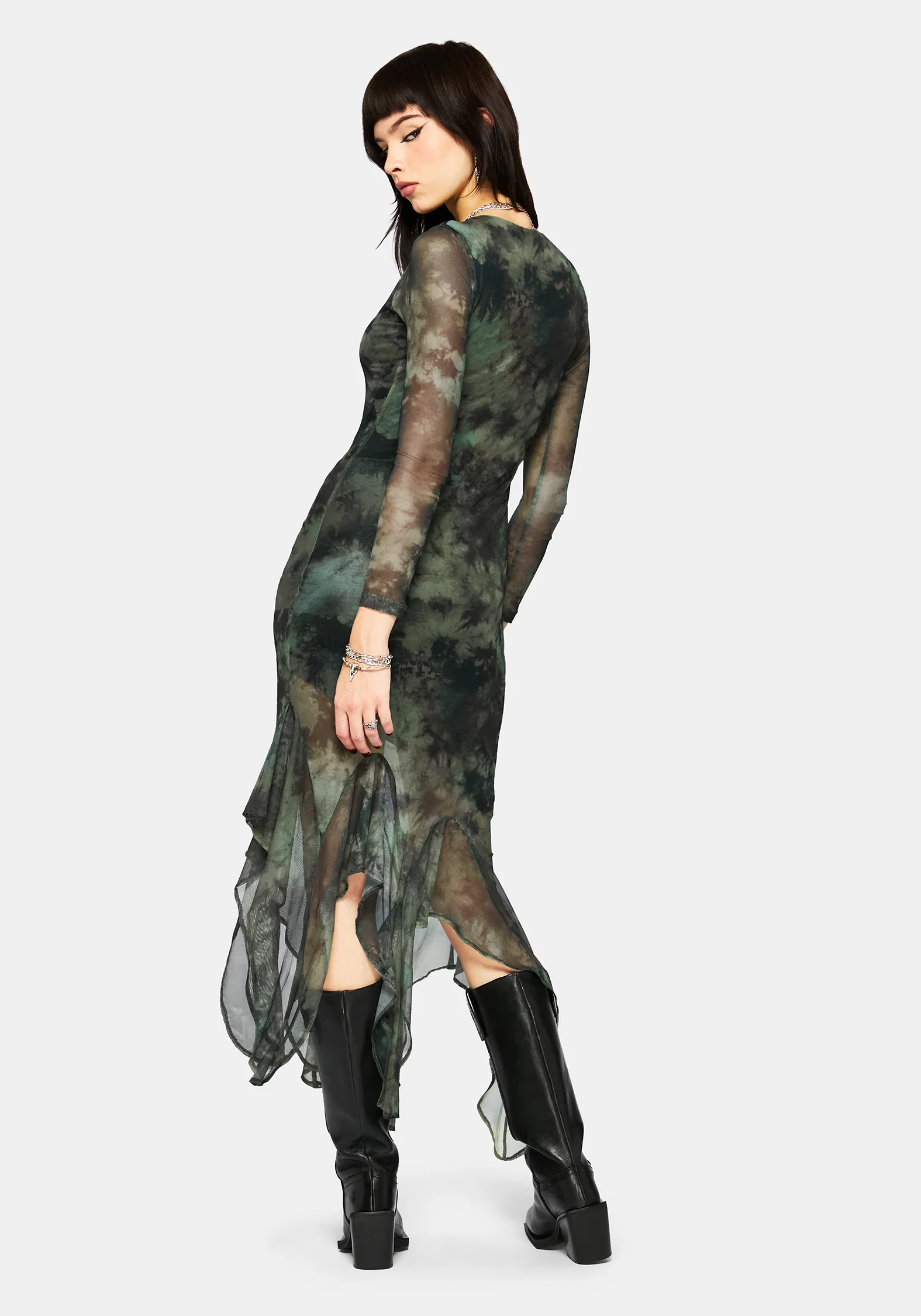 Nova Mesh Long Sleeve Tie Dye Maxi Dress - Image 3