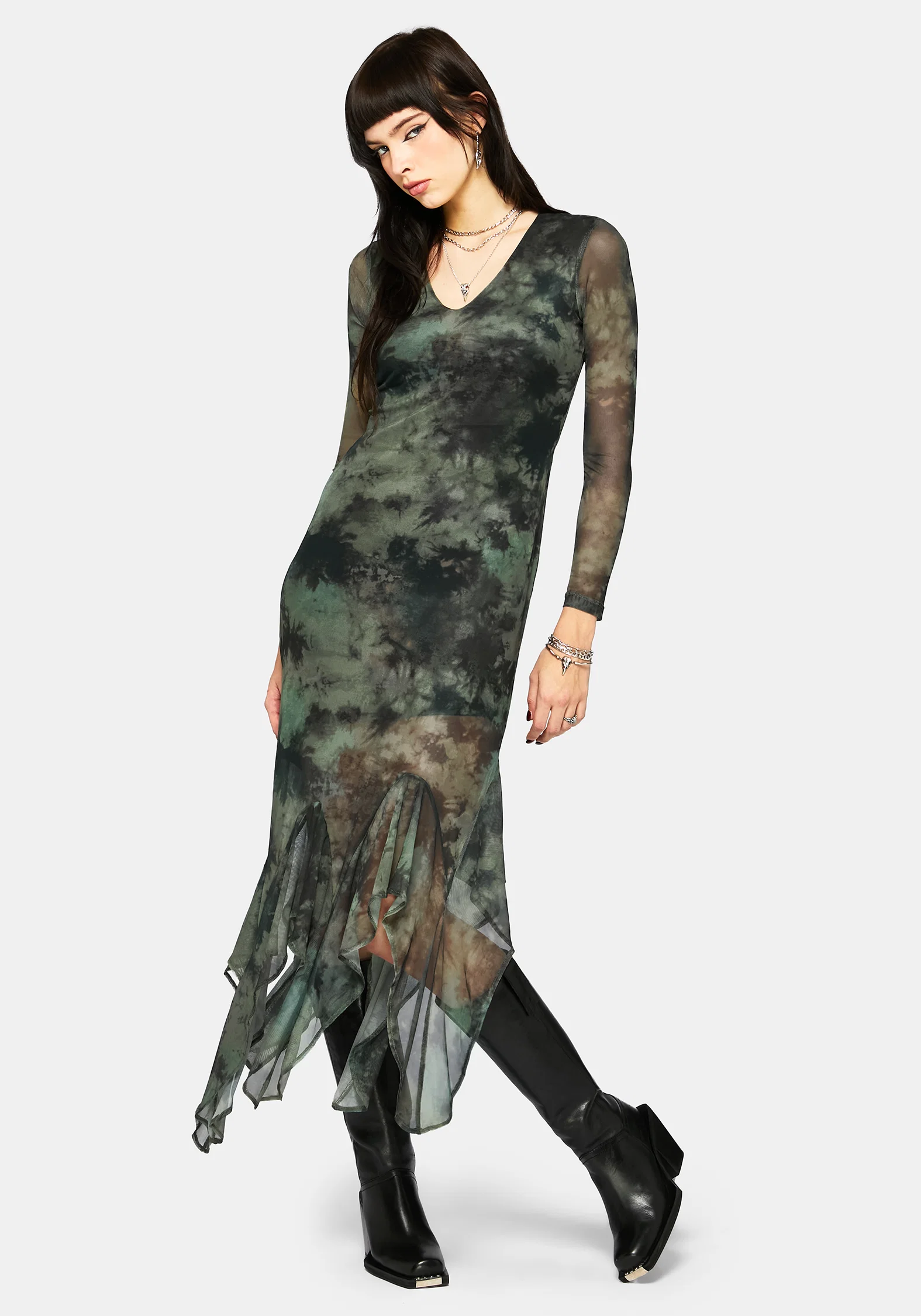 Nova Mesh Long Sleeve Tie Dye Maxi Dress - Image 6