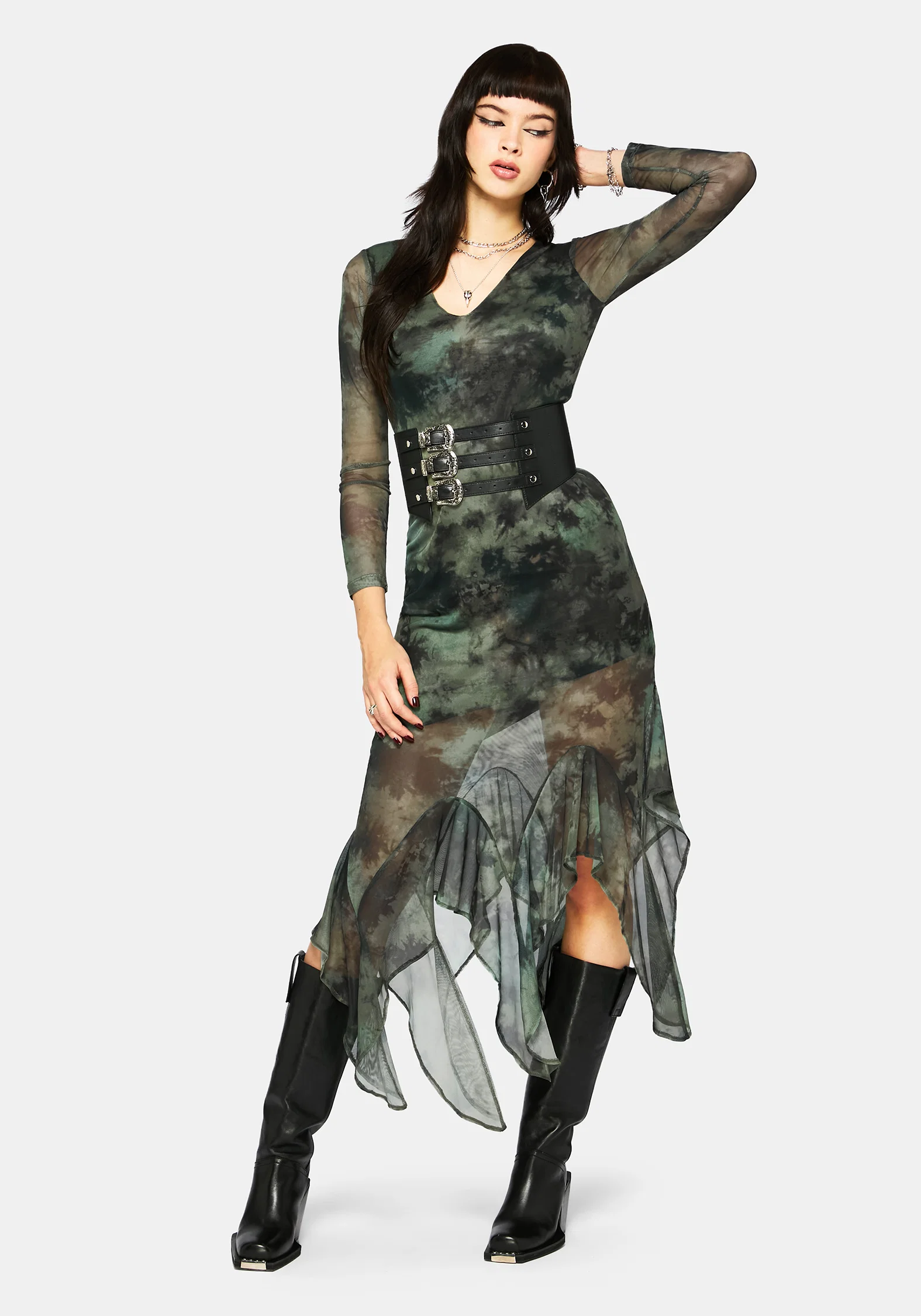 Nova Mesh Long Sleeve Tie Dye Maxi Dress - Image 7