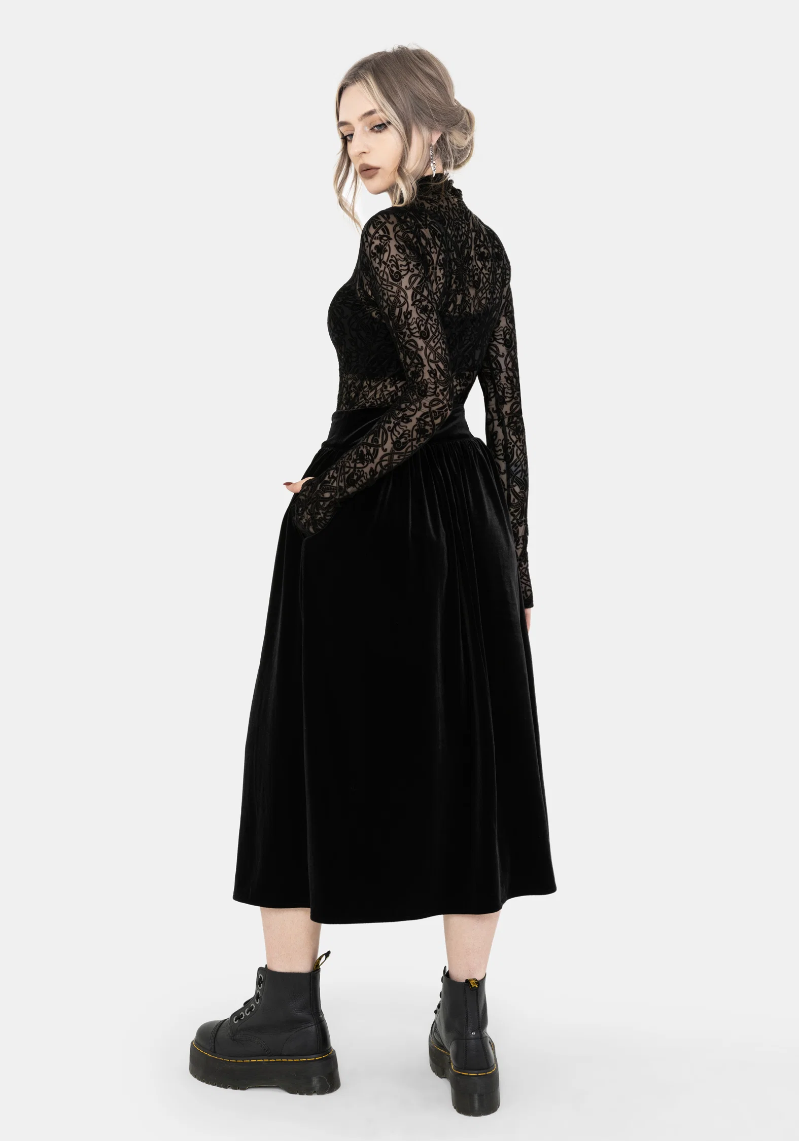 Nova Velour Frog Closure Midi Skirt - Image 3