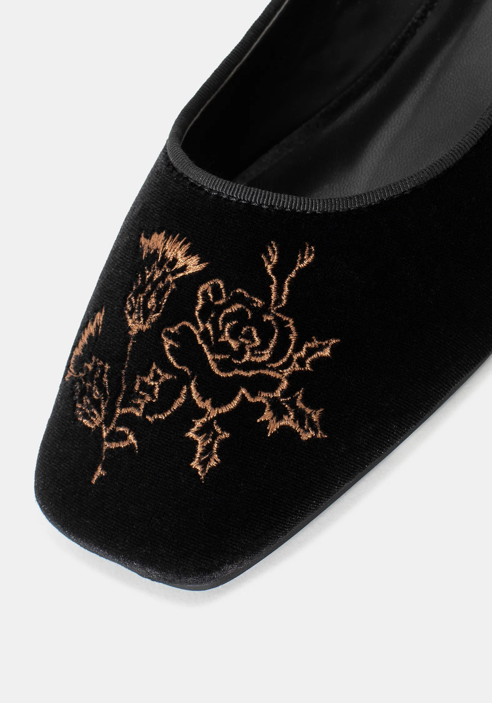 Nyla Velvet Embroidered Ballerina Pumps - Image 2