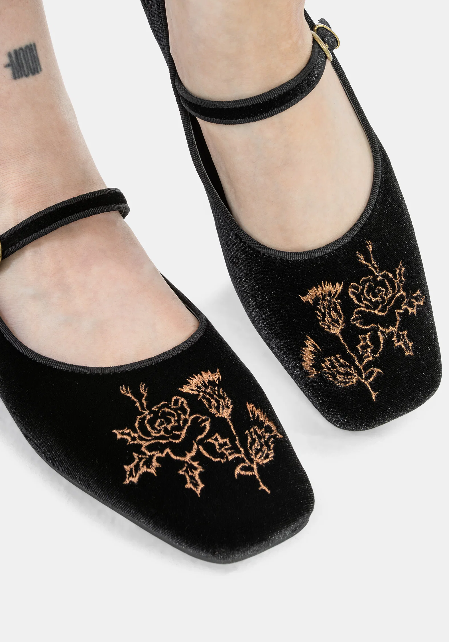 Nyla Velvet Embroidered Ballerina Pumps - Image 6