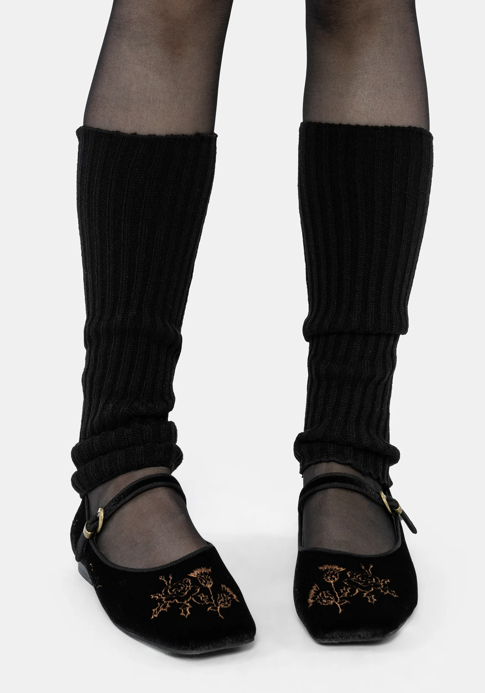 Nyla Velvet Embroidered Ballerina Pumps - Image 8