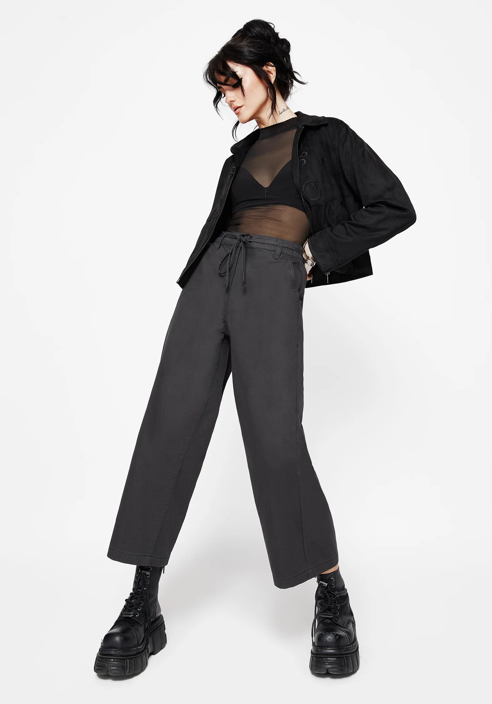 Octavia Tie Waist Snake Trim Wide Leg Trouser - Image 6