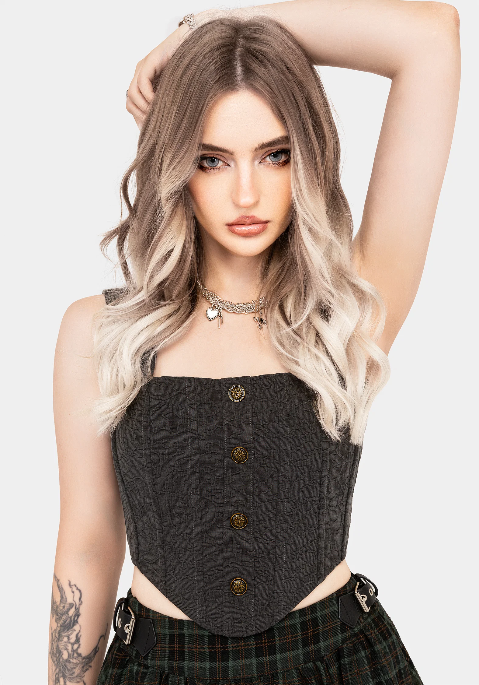 Ombra Button Front Sleeveless Corset Top - Image 4