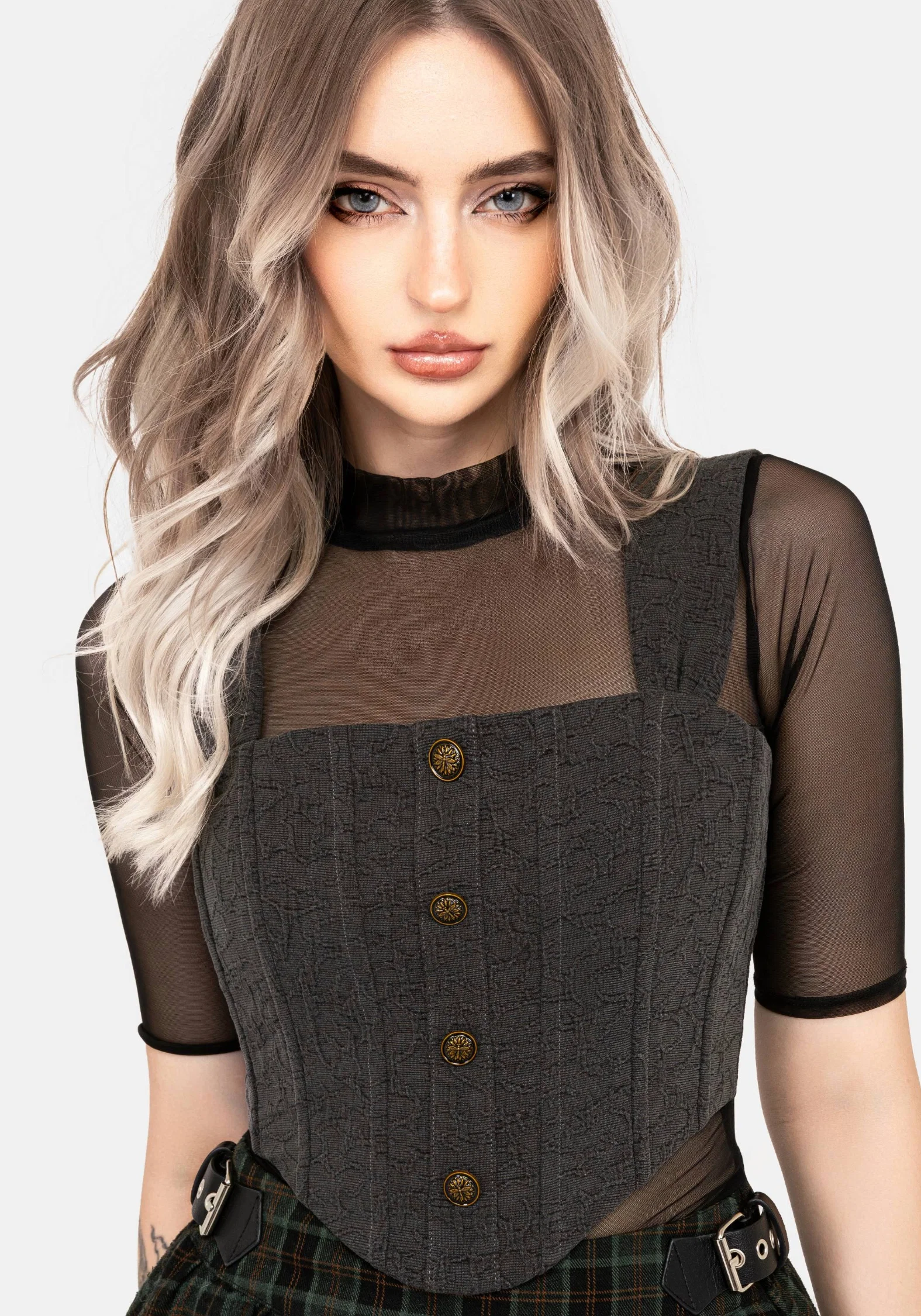 Ombra Button Front Sleeveless Corset Top - Image 6