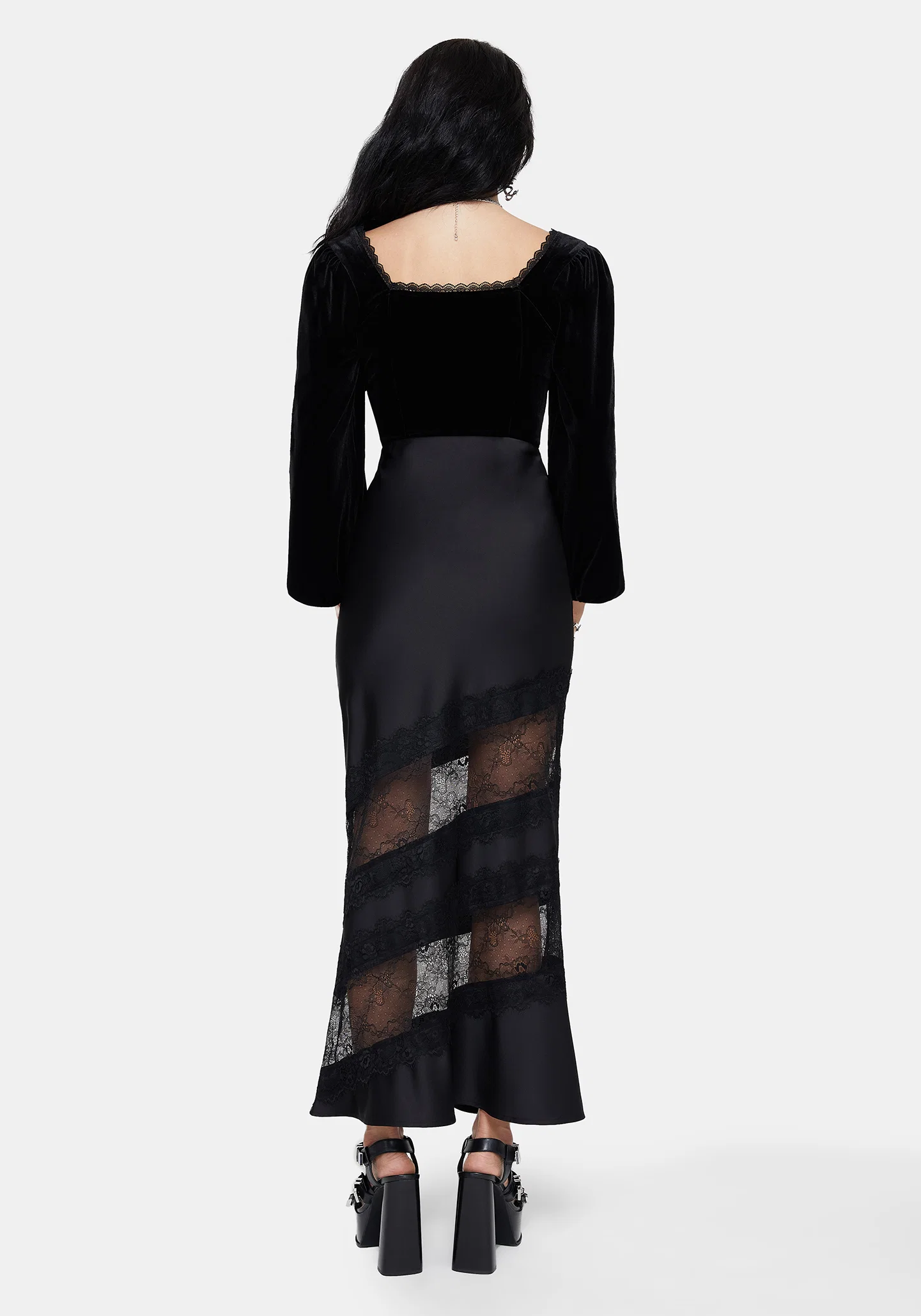 Onyx Lace Cut Out Maxi Skirt - Image 3