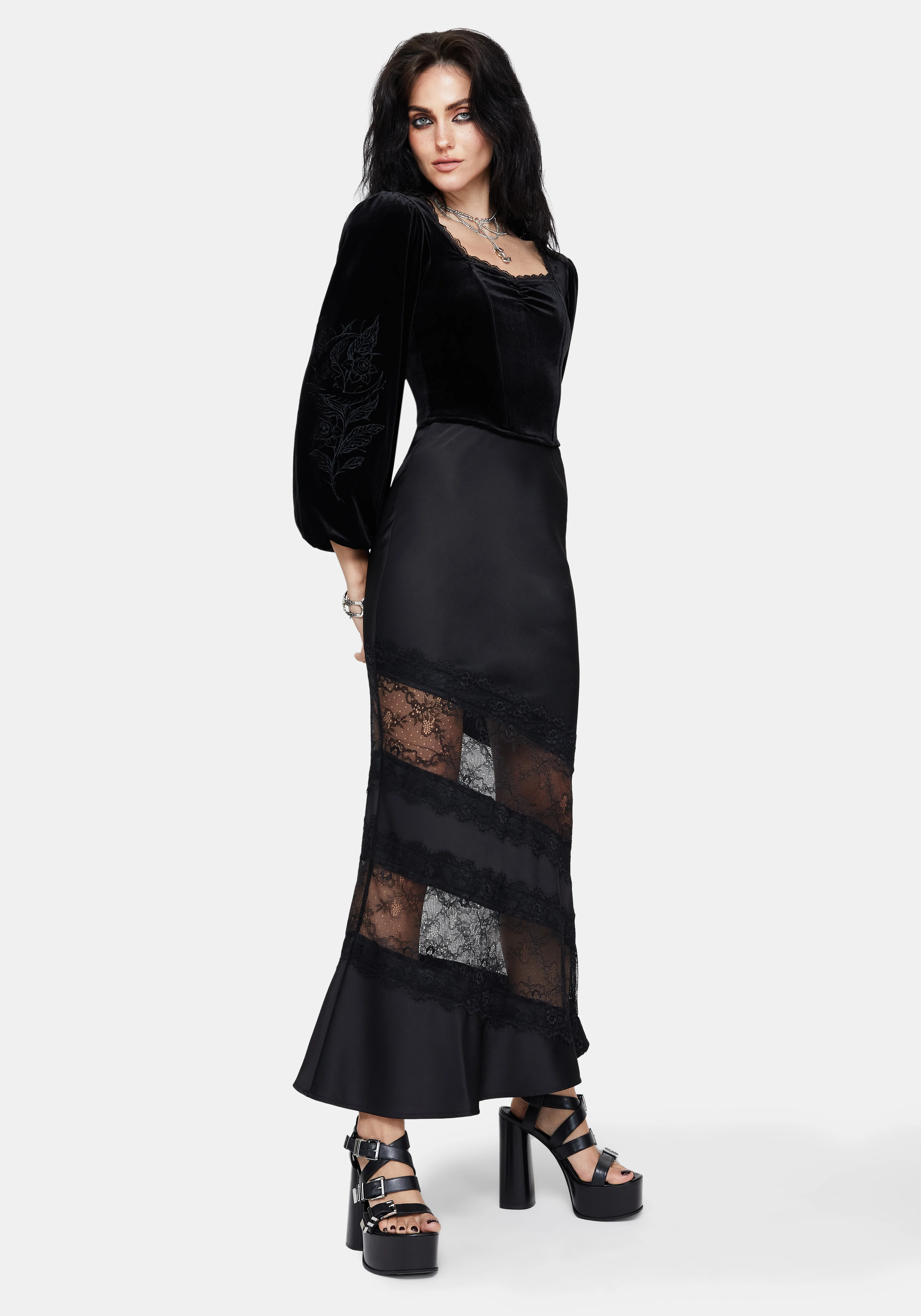 Onyx Lace Cut Out Maxi Skirt - Image 5