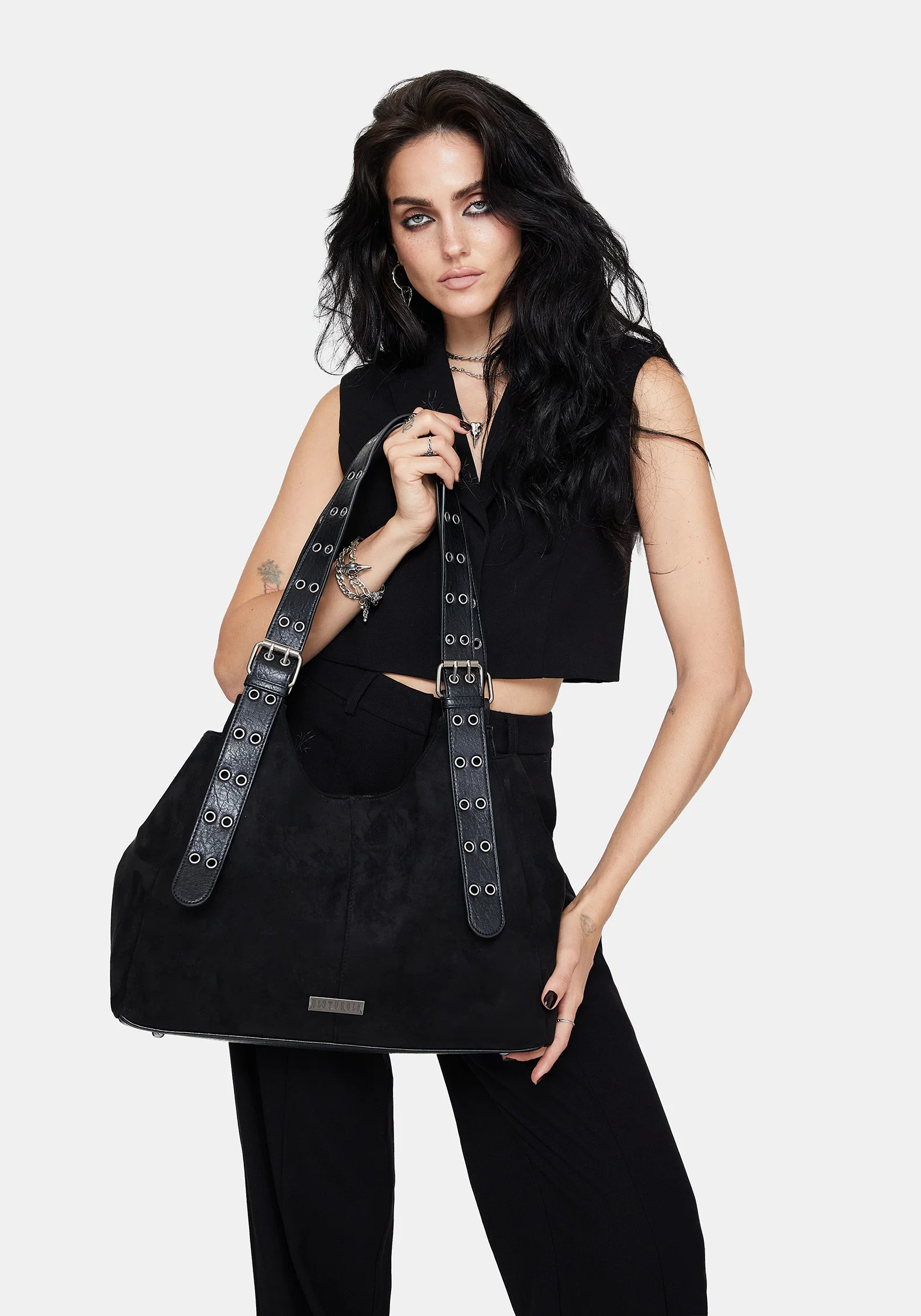 Ophelia Black Belted Shoulder Bag - Image 2