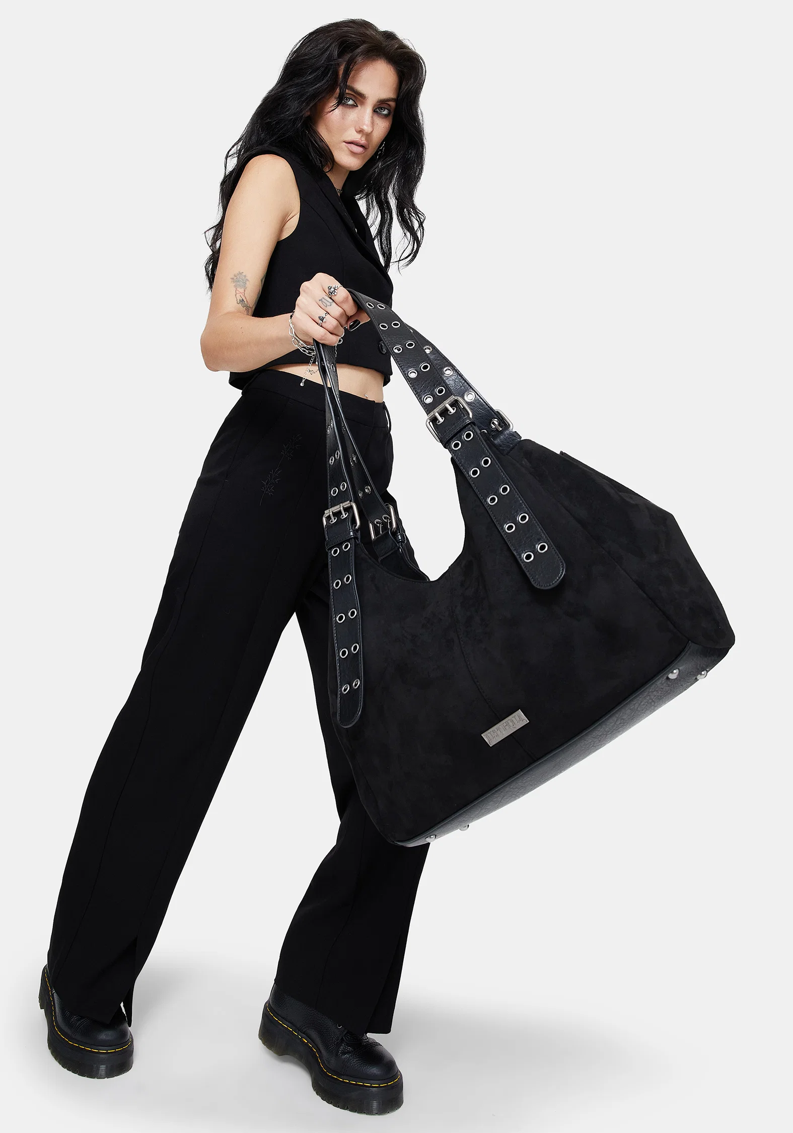 Ophelia Black Belted Shoulder Bag - Image 7