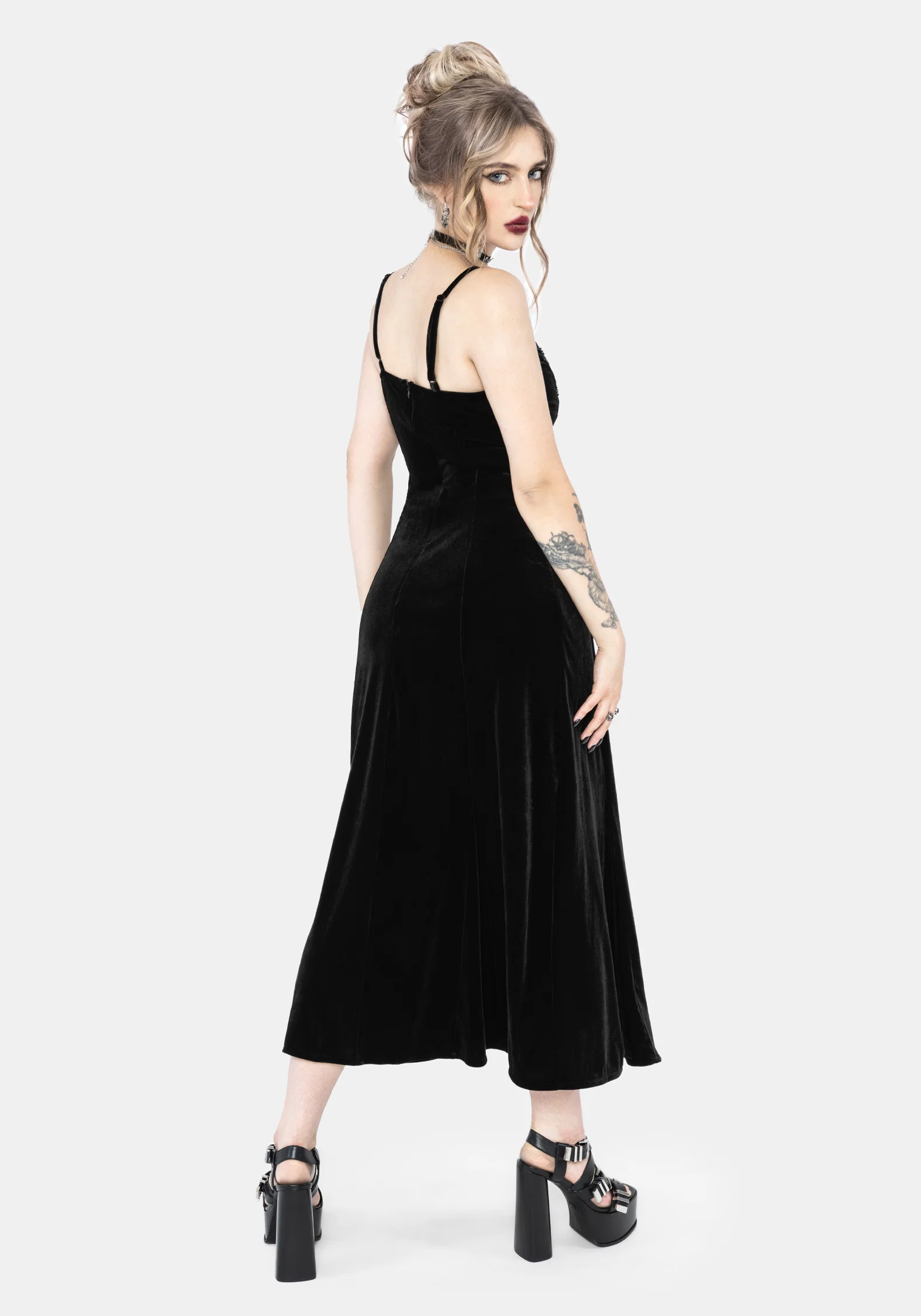 Opia Cami Beaded Embroidered Velour Midaxi Dress - Image 3