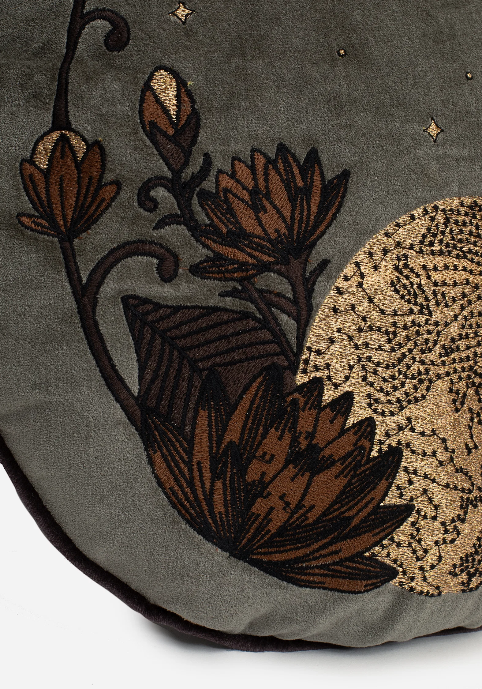 Opora Embroidered Floral Moon Round Cushion - Image 3