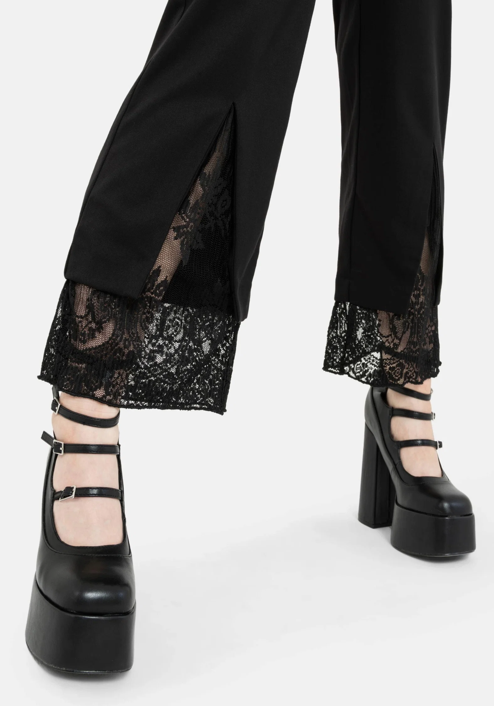 Orchid Lace Insert Pleated Hem Straight Leg Trouser - Image 2