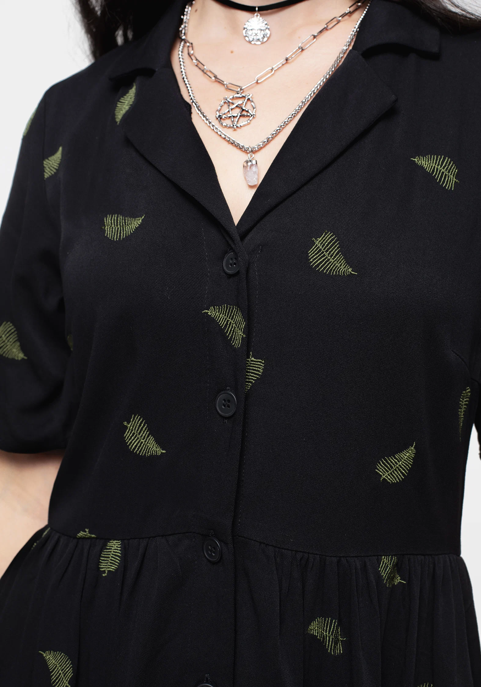 Osmunda Fern Embroidered Midi Shirt Dress - Image 2