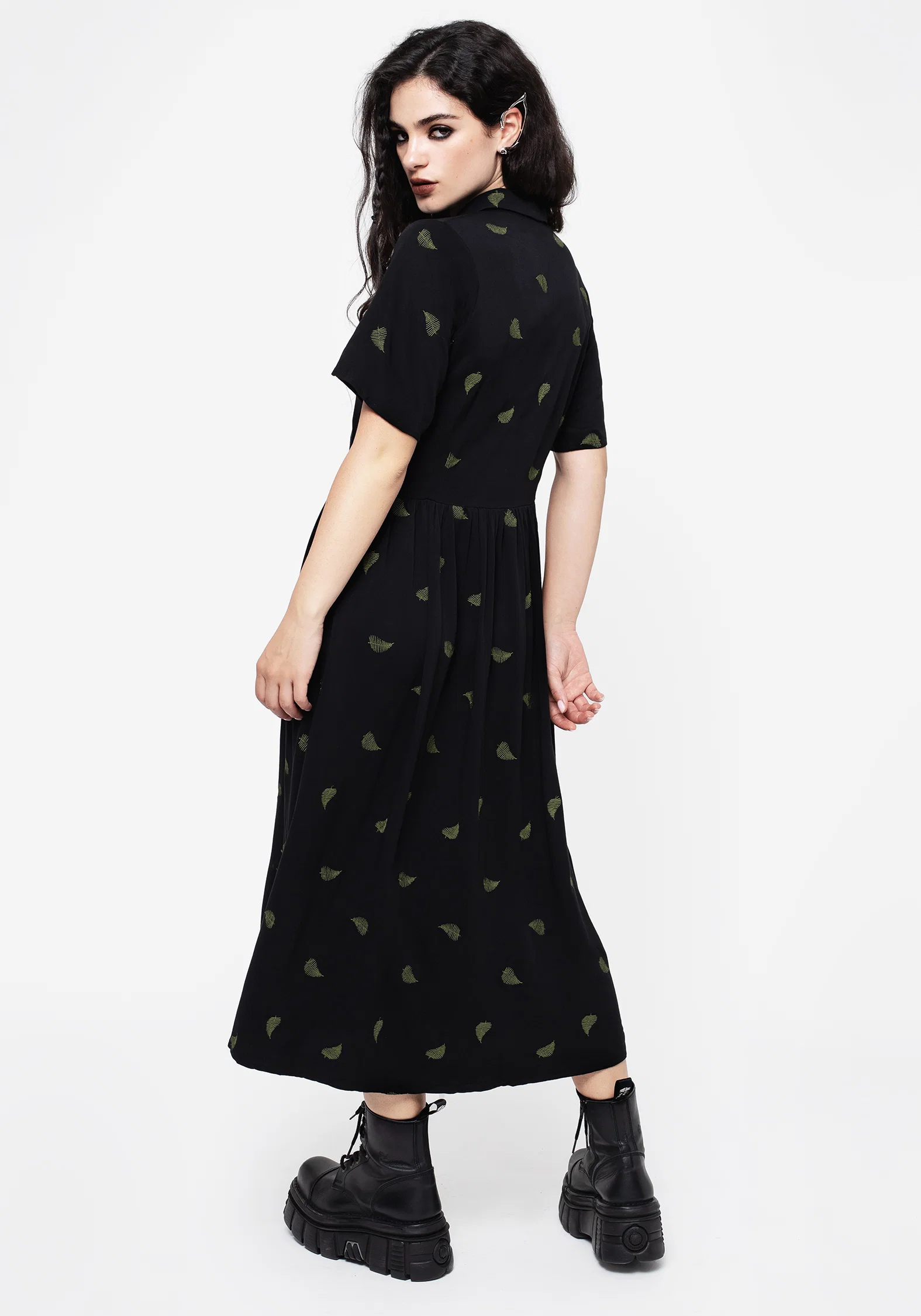 Osmunda Fern Embroidered Midi Shirt Dress - Image 3