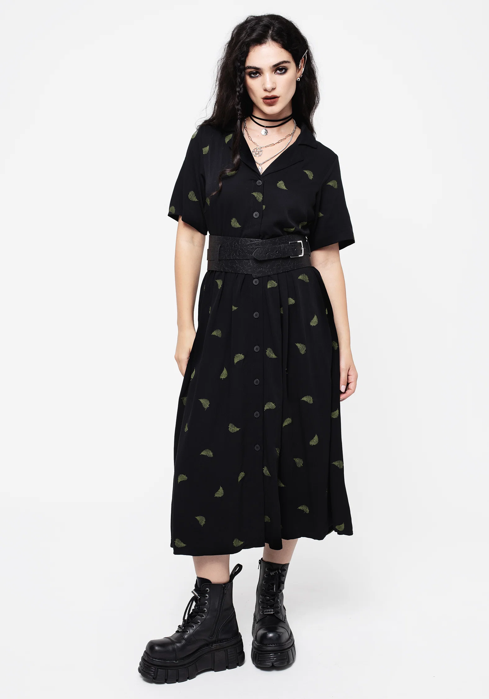 Osmunda Fern Embroidered Midi Shirt Dress - Image 6