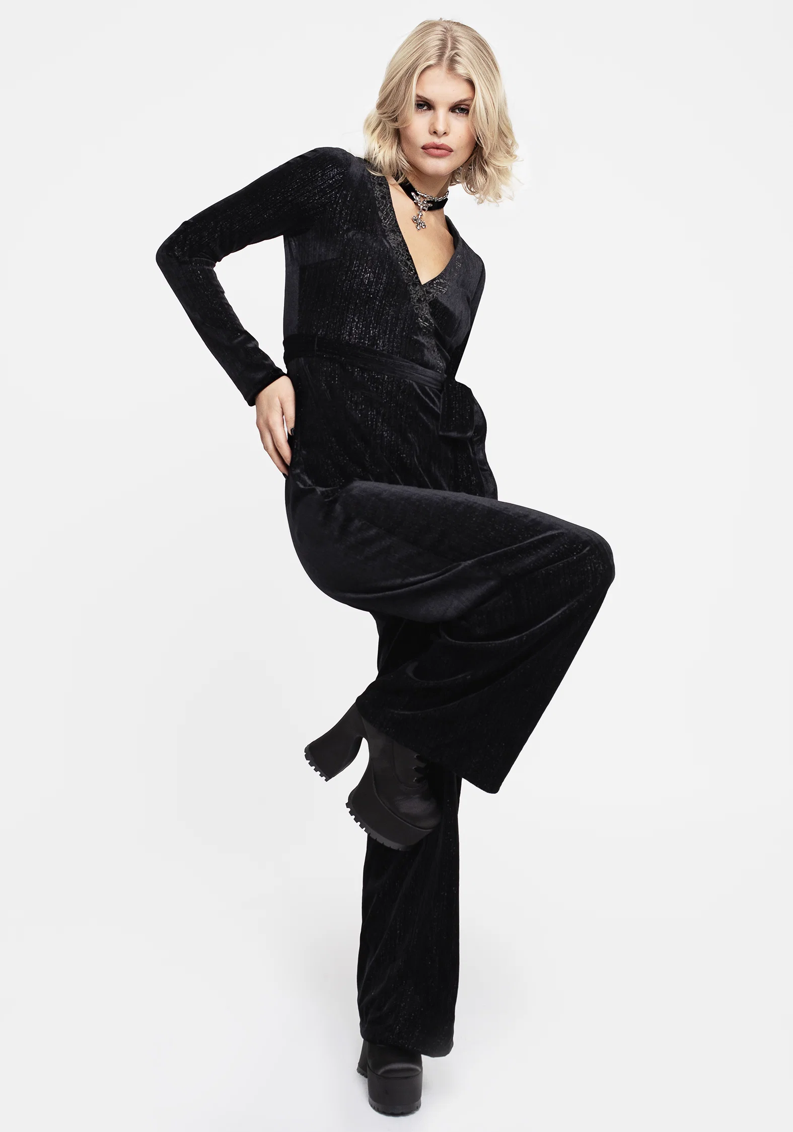 Otherworld Embroidered Faux Wrap Jumpsuit - Image 5