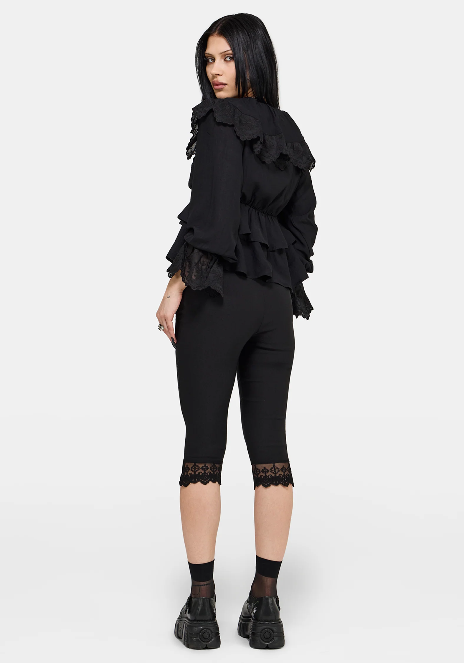Ottie Ruffle Neck Tie Front Blouse - Image 3