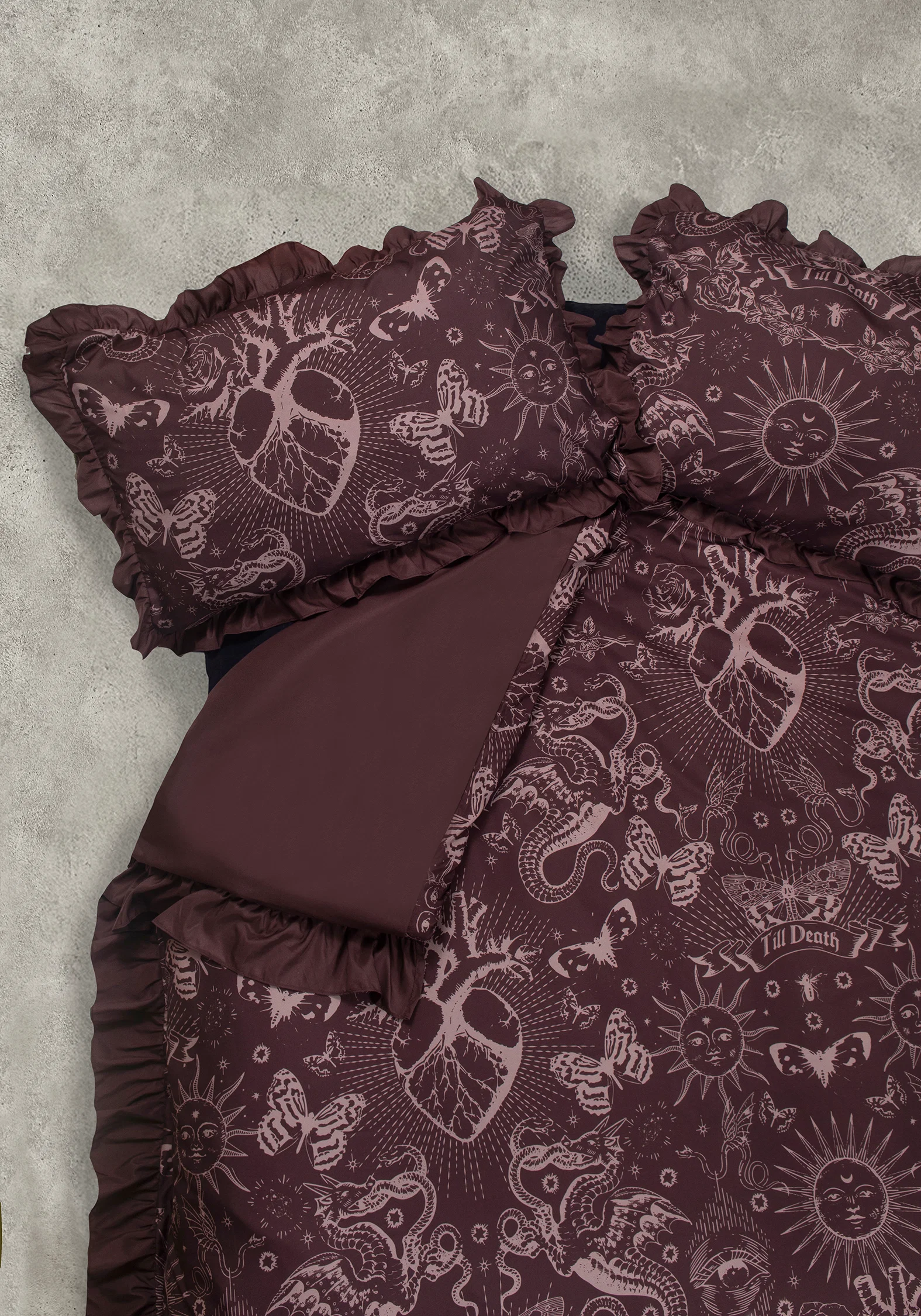 Paramour Frilled Edge Tattoo Print Bedding Set (UK Double) - Image 2