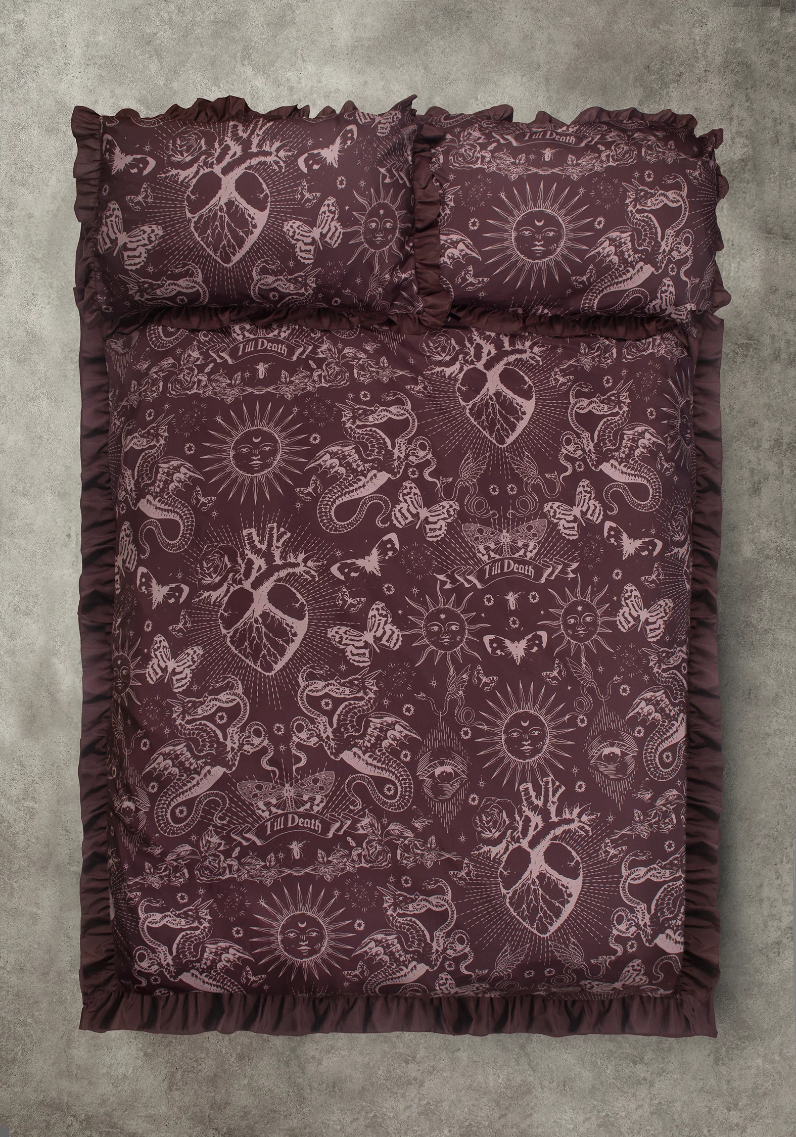 Paramour Frilled Edge Tattoo Print Bedding Set (UK Double) - Image 3