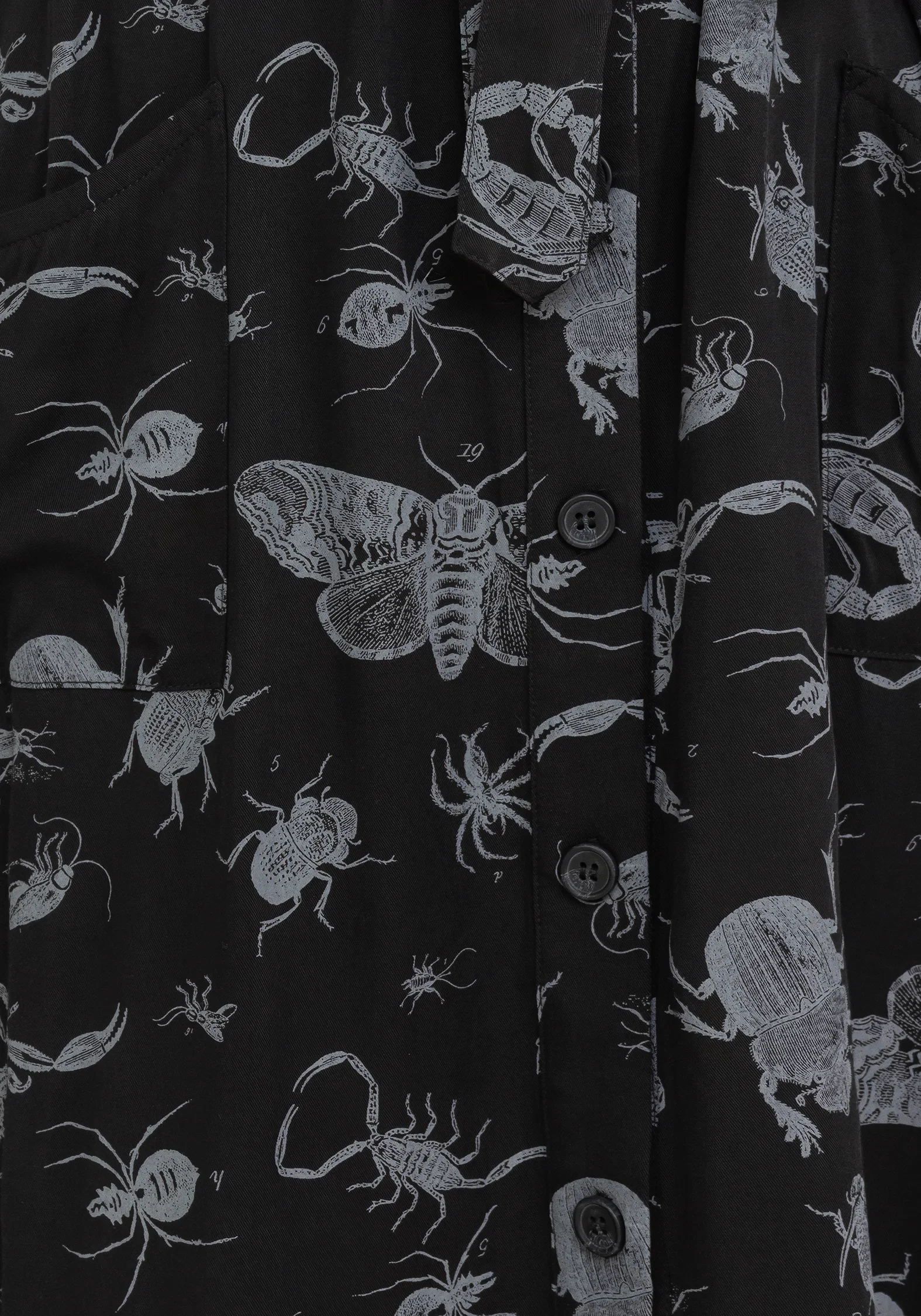 Parasite Bugs Short Sleeve Midi Shirt Dress - Black - Image 7