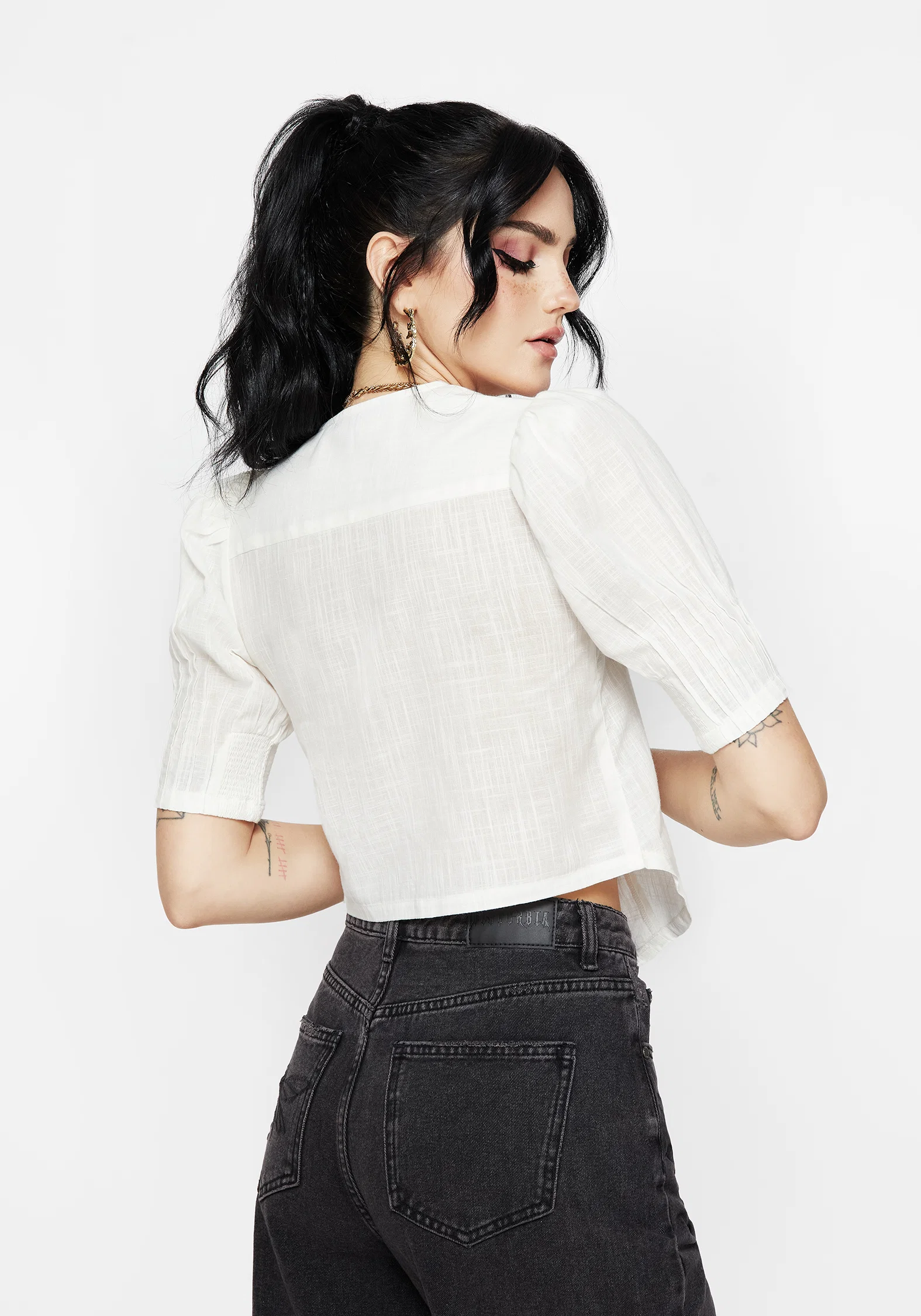Parilia Cotton V Neck Blouse Top - Image 3