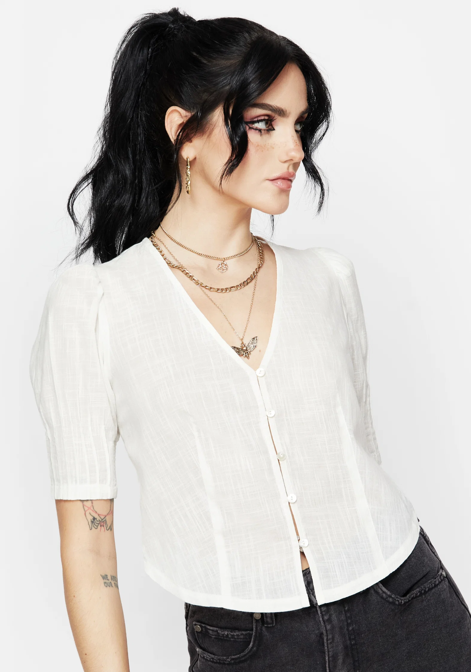 Parilia Cotton V Neck Blouse Top - Image 5