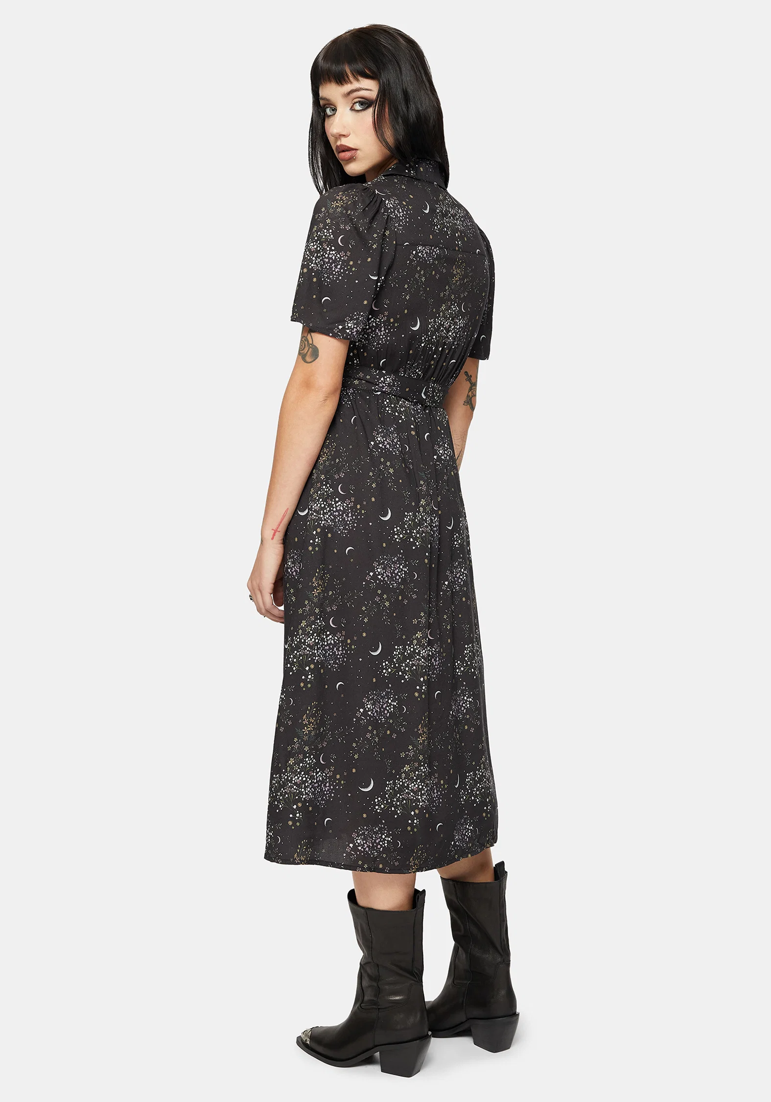 Peaseblossom Celestial Tie Back Midi Shirt Dress - Image 3