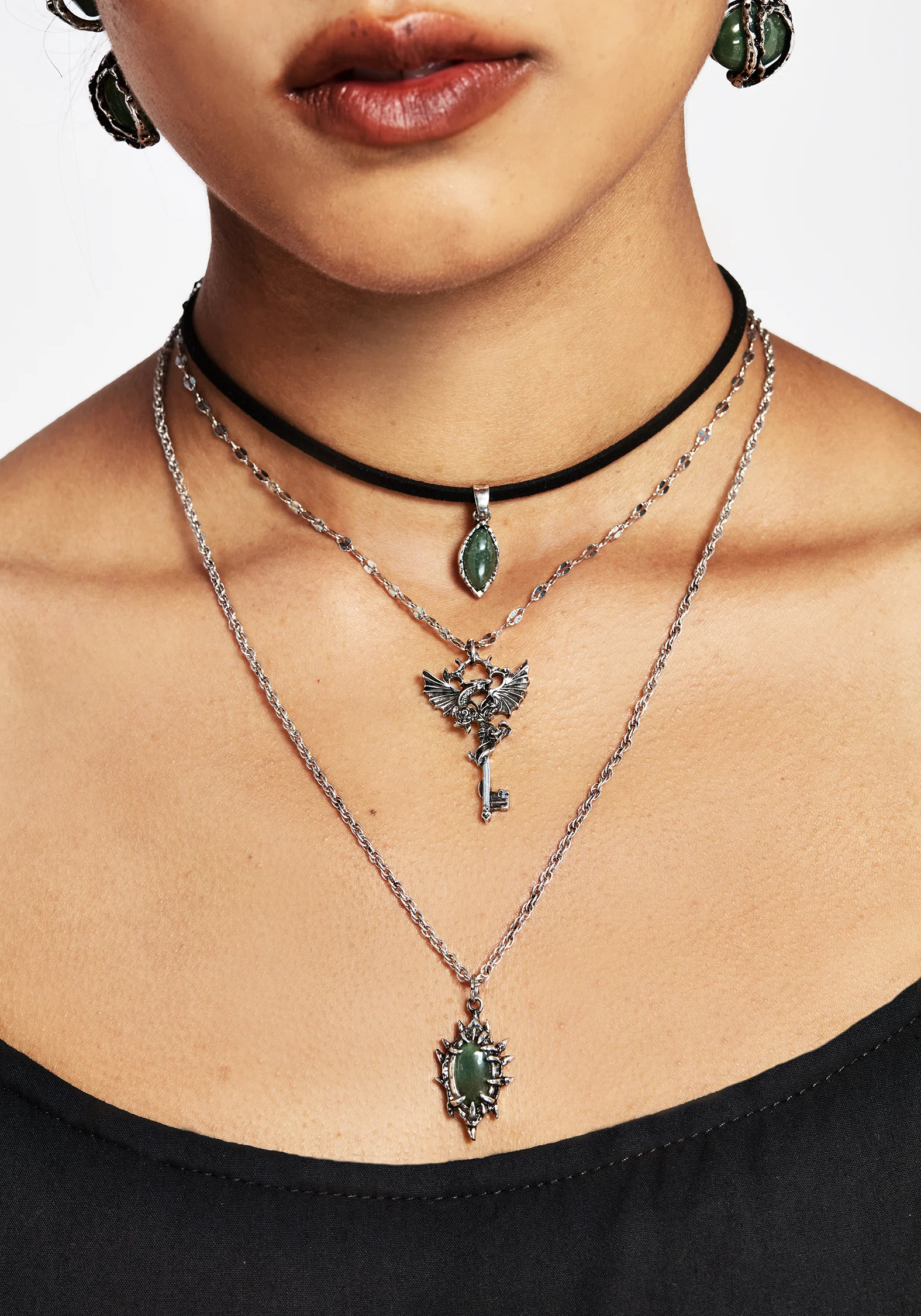 Petra Dragon Key Layered Necklace - Image 4